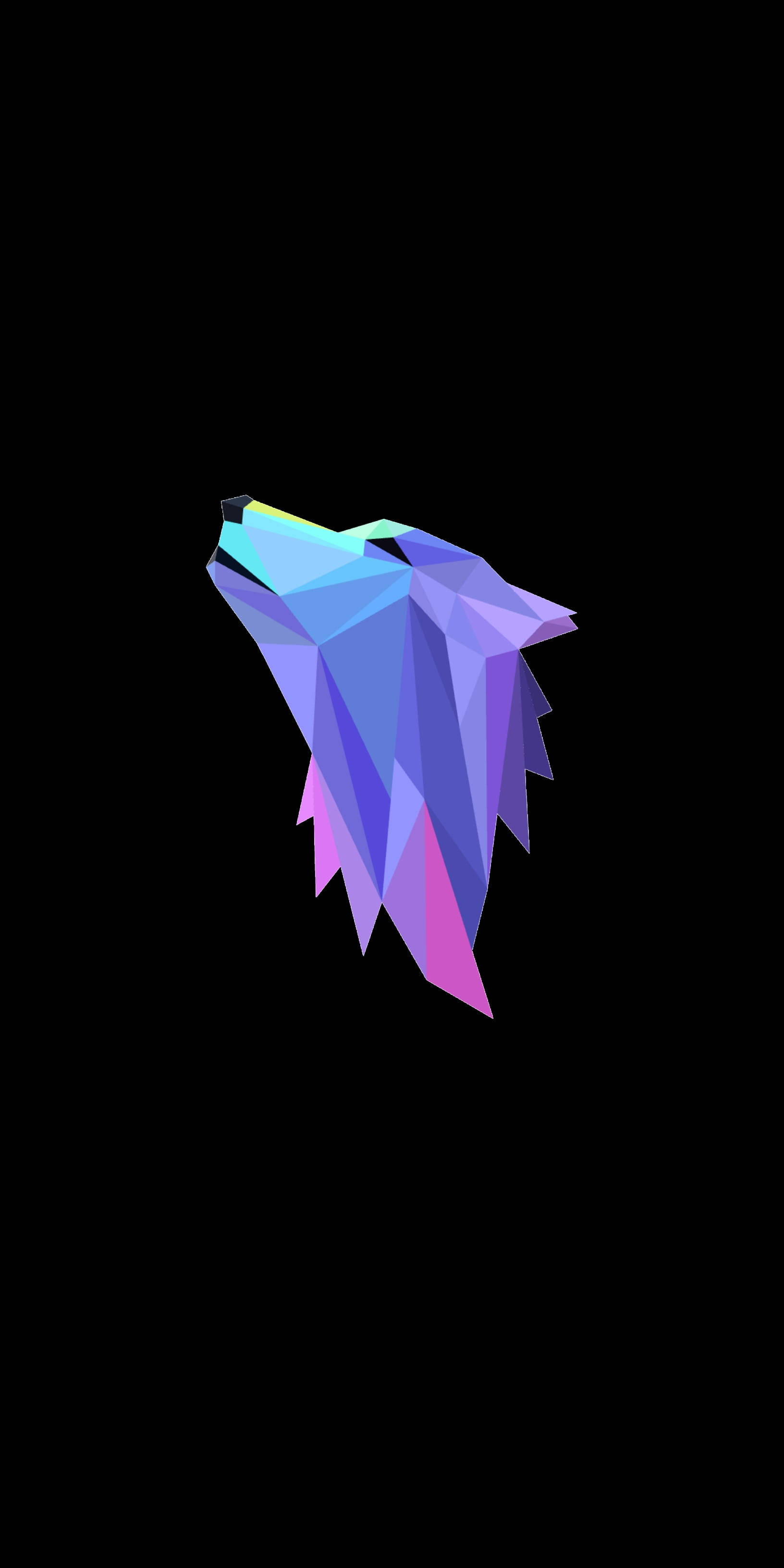 anime wolf, geometric art, vibrant blue, 2K Phone Wallpaper