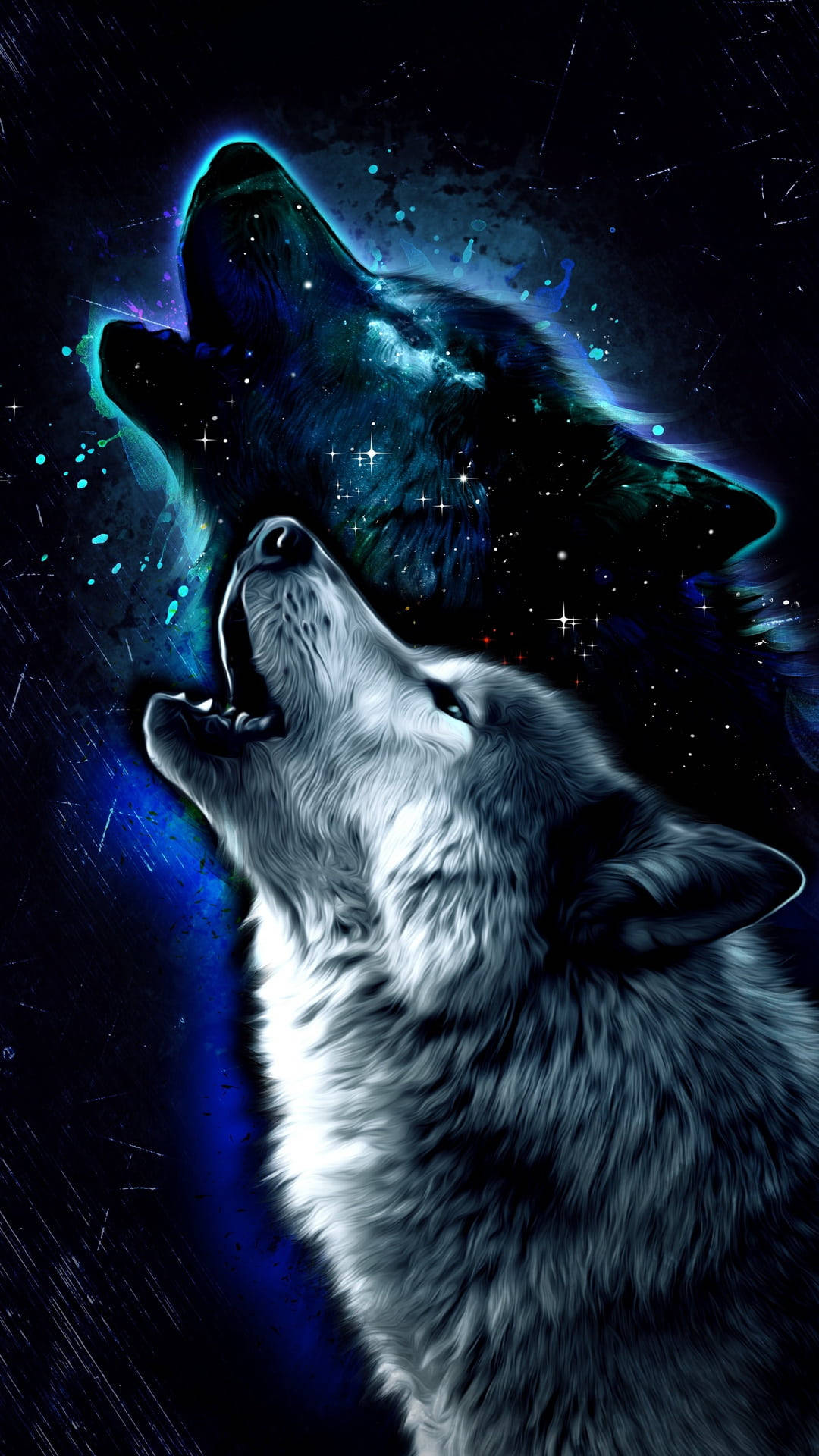 Anime wolf, spirit howling, galaxy aesthetic, Full HD Phone Wallpaper