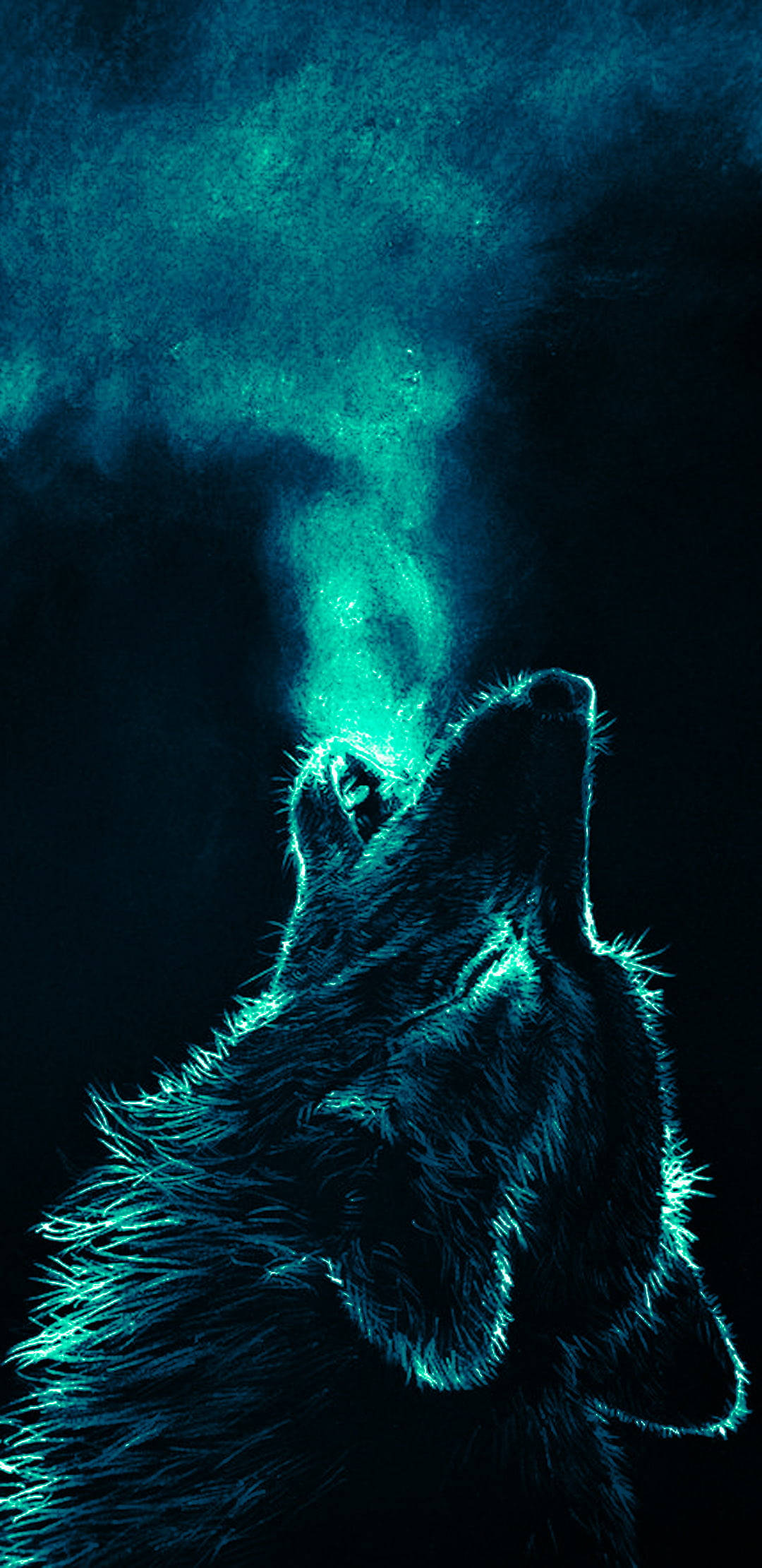 Anime wolf, howling, neon blue, Full HD Phone Wallpaper