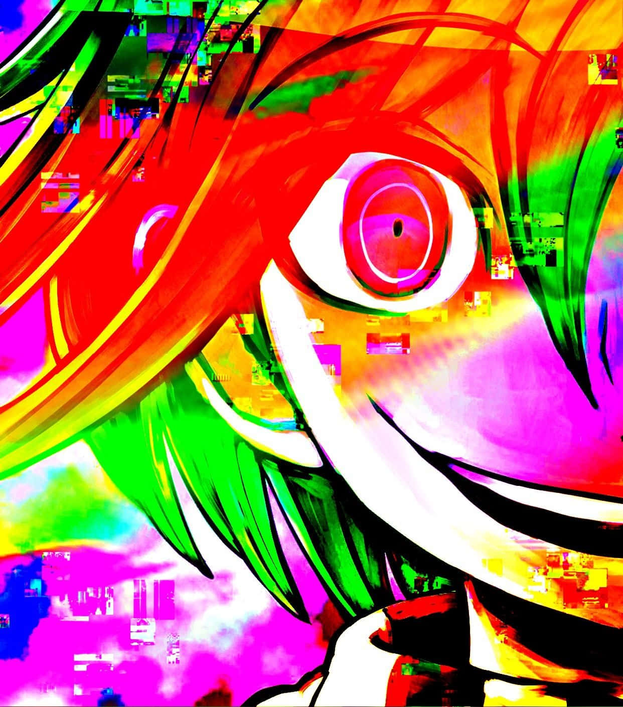 animecore, glitch-art, anime character, HD Phone Wallpaper