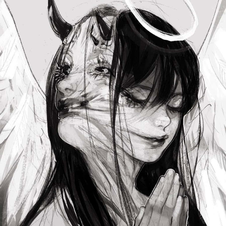 animecore, black and white, anime-style, SD Desktop Wallpaper