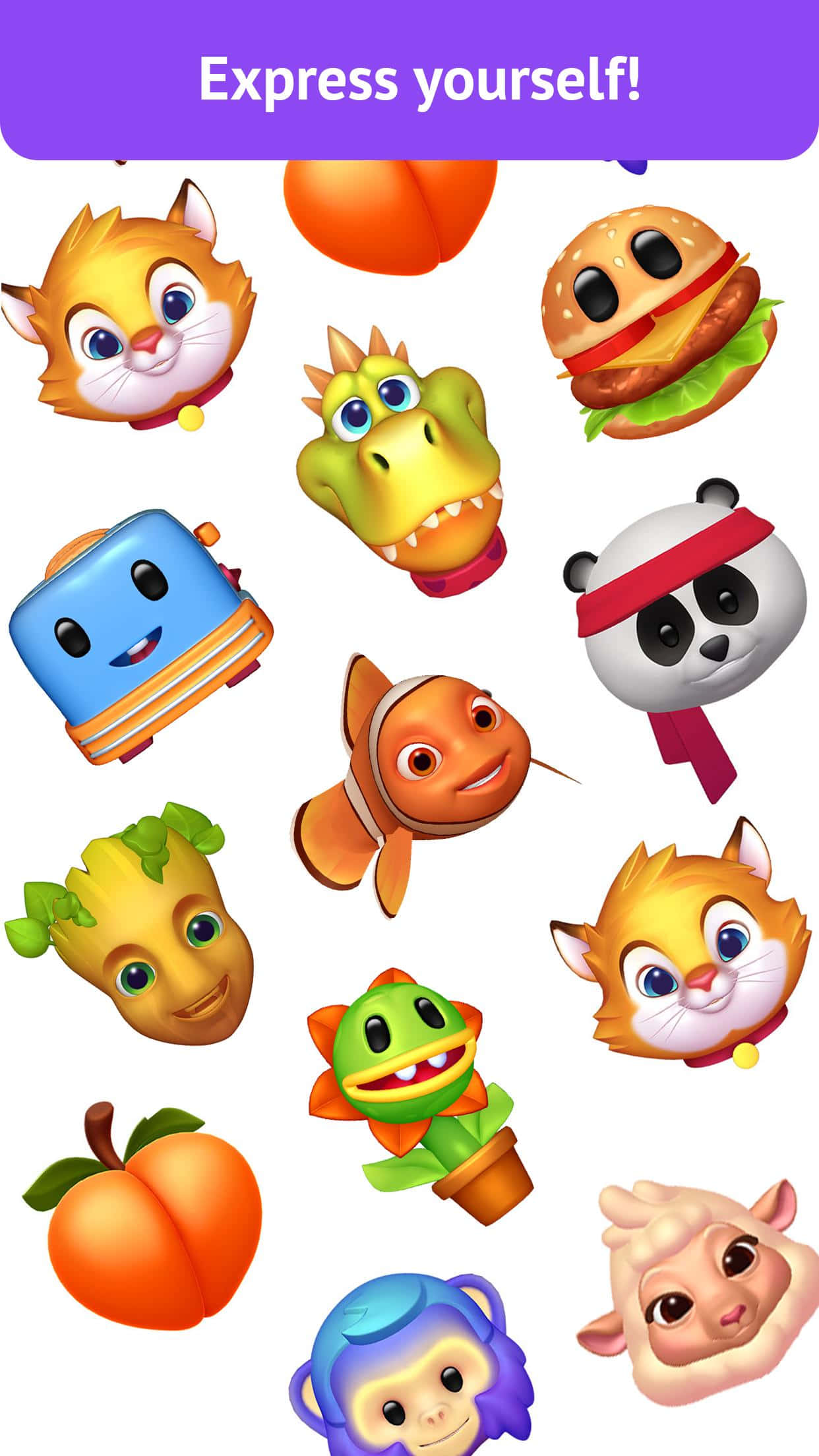 Animojis, cute cartoon characters, animals, Full HD Phone Wallpaper