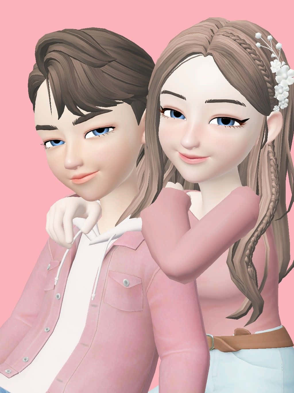 Animojis, pink outfits, soft pink background, HD Phone Wallpaper