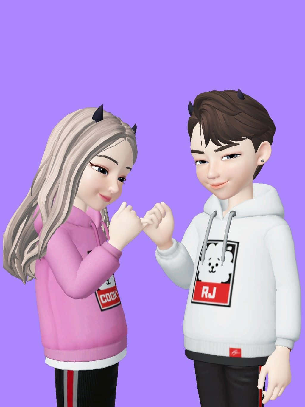 Animojis, anime-style teens, small horns, HD Phone Wallpaper