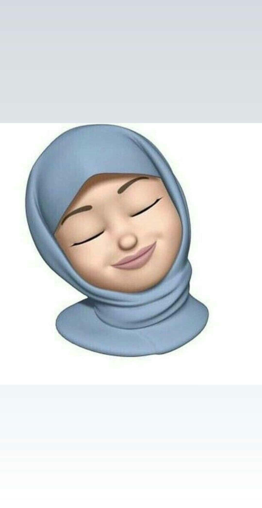 Animojis, light blue hijab, closed eyes, Full HD Phone Wallpaper