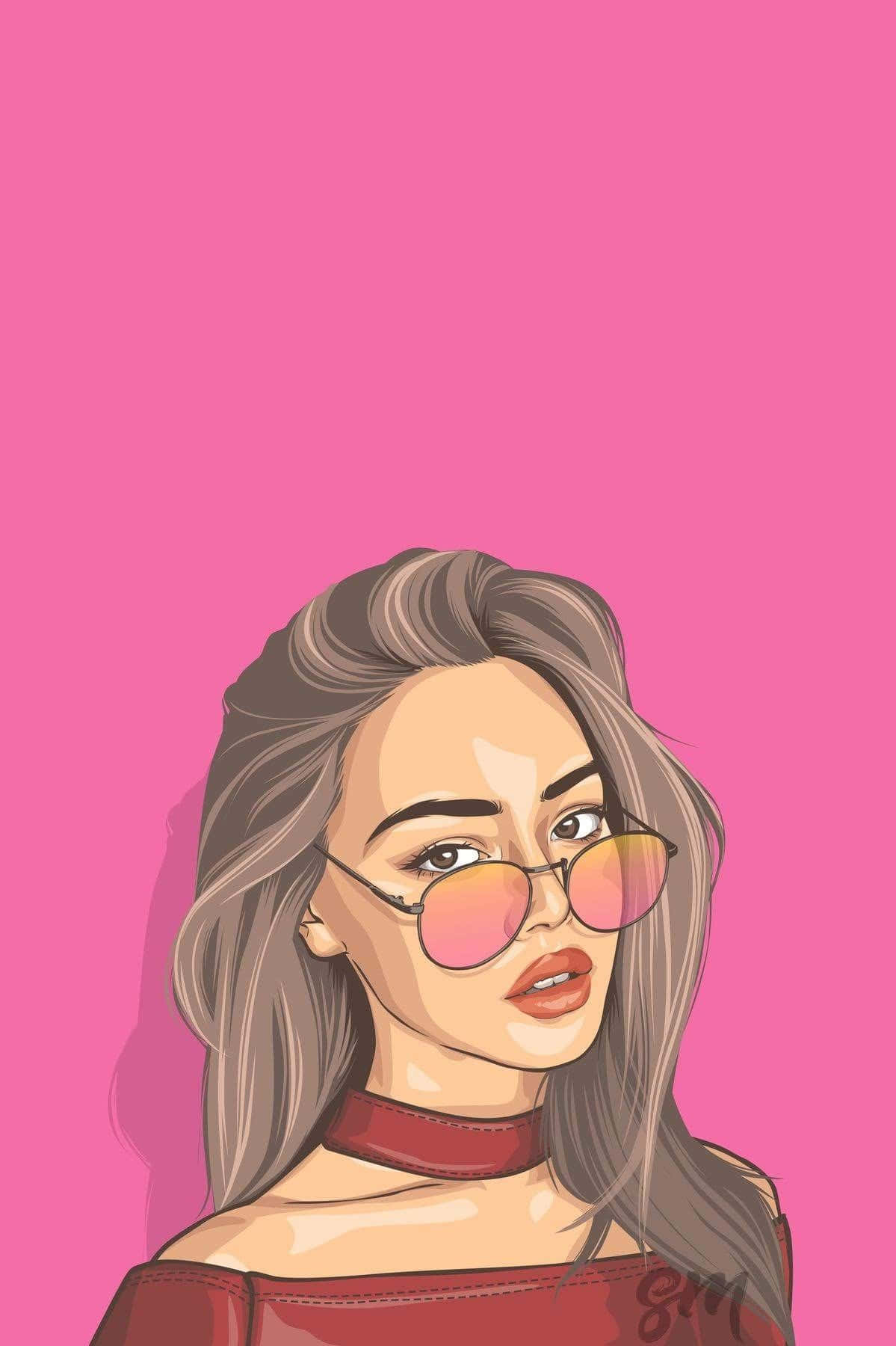Animojis, gray hair, pink-tinted sunglasses, HD Phone Wallpaper