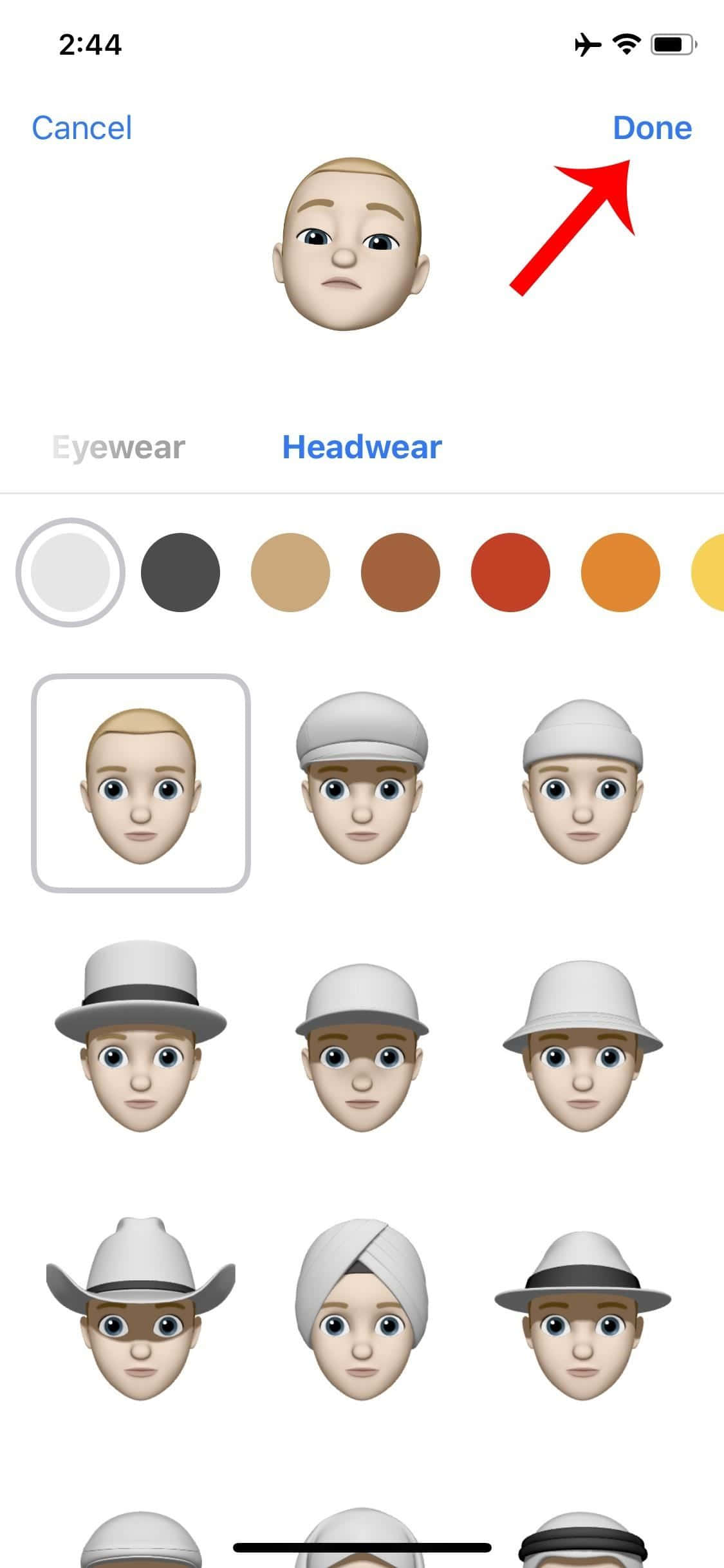 Animojis, digital emoji customization screen, headwear options, Full HD Phone Wallpaper