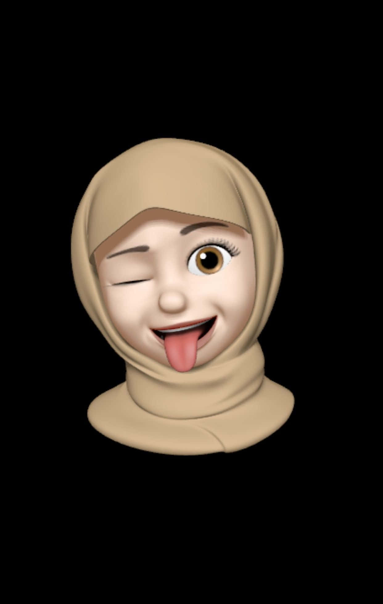 Animojis, beige hijab, winks, Full HD Phone Wallpaper