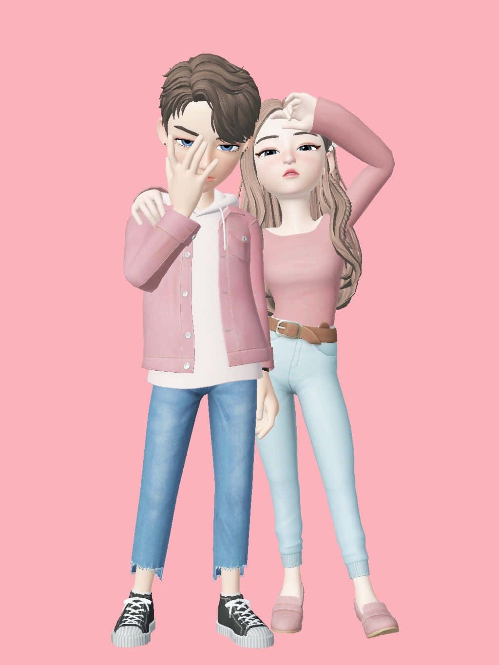 Animojis, pastel outfits, solid pink background, HD Phone Wallpaper