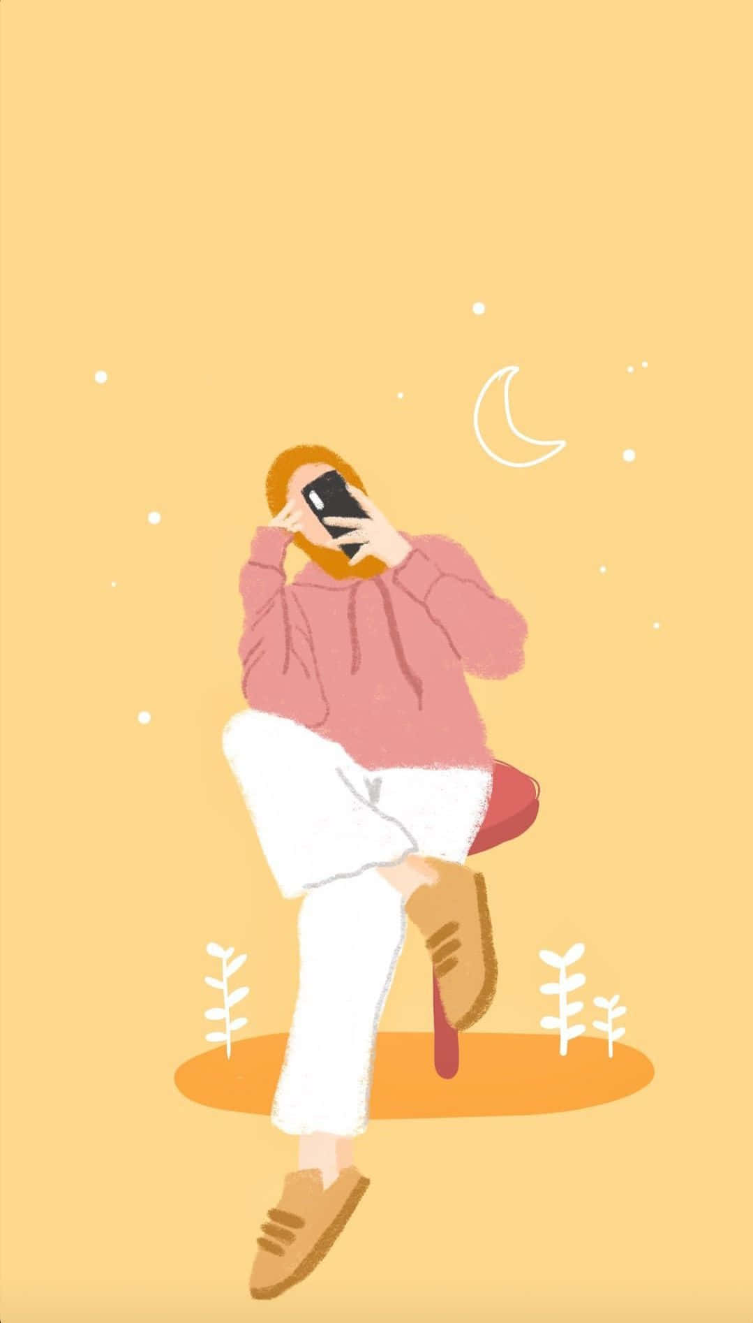 Animojis, pink hoodie, red stool, HD Phone Wallpaper