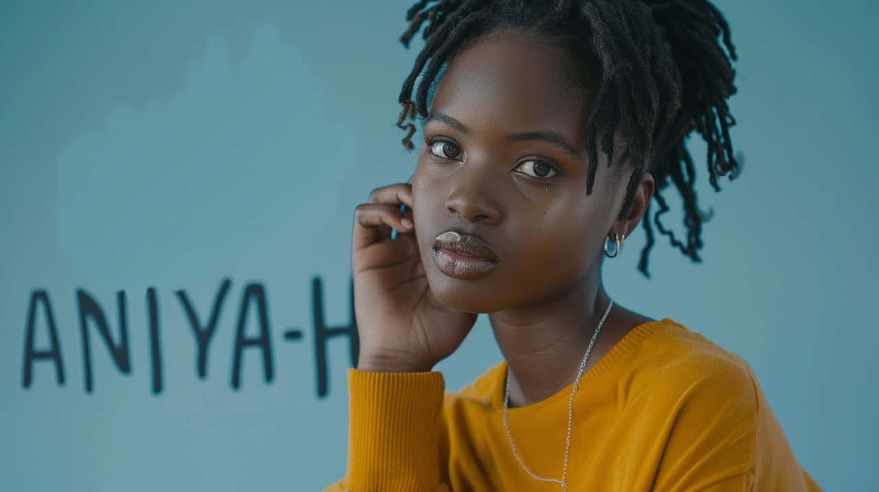 Aniyah, dark dreadlocks, gold sweater, HD Desktop Wallpaper