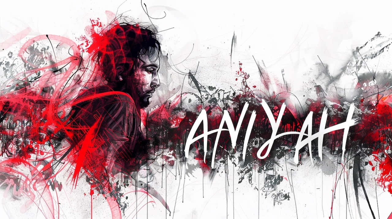 Aniyah, red black and white, graffiti splatters, HD Desktop Wallpaper