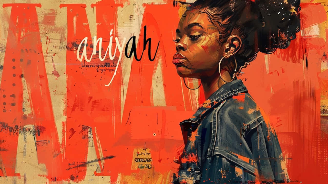 Aniyah, denim jacket, vibrant orange graffiti background, HD Desktop Wallpaper