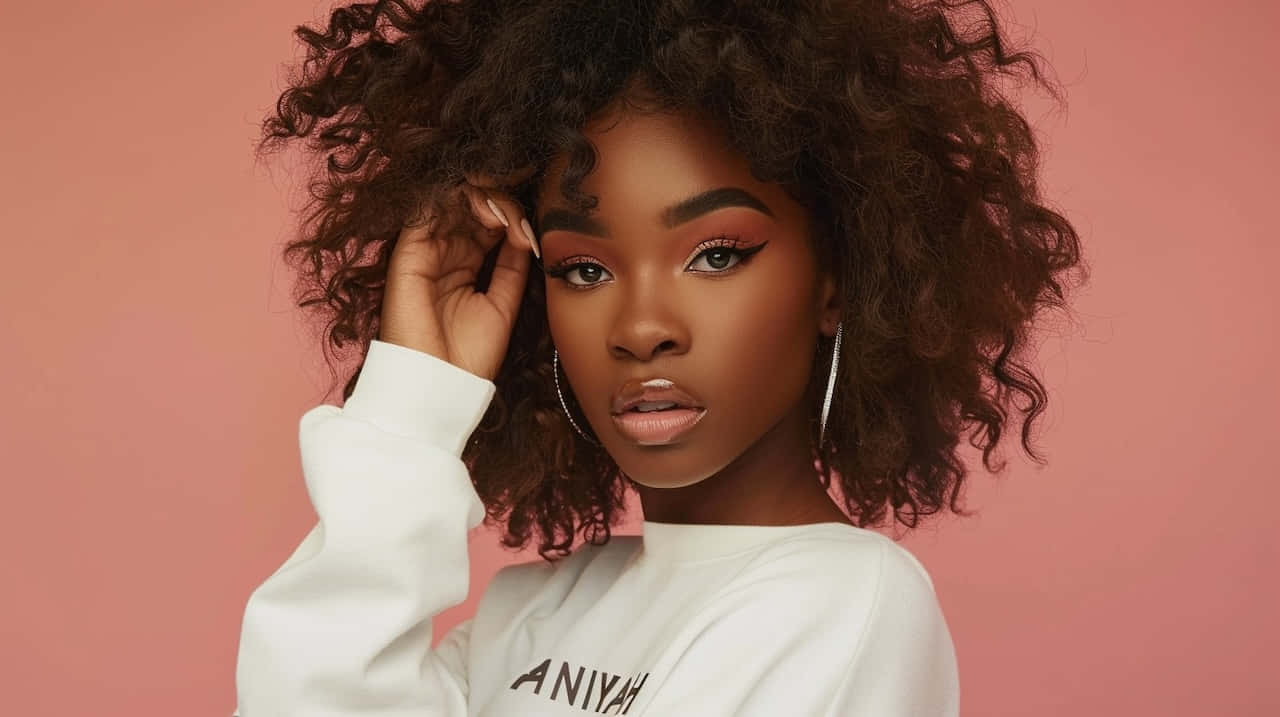 Aniyah, white sweatshirt, soft pink backdrop, HD Desktop Wallpaper
