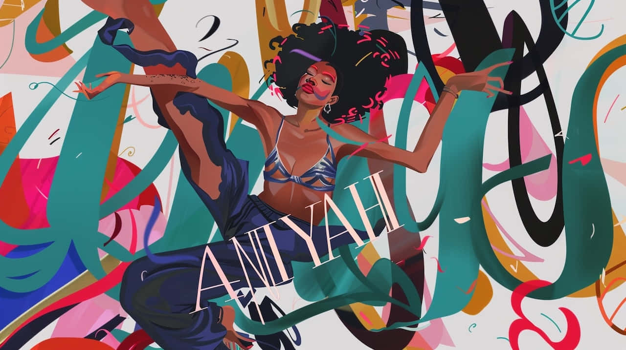Aniyah, afro, swirling colorful abstract shapes, HD Desktop Wallpaper