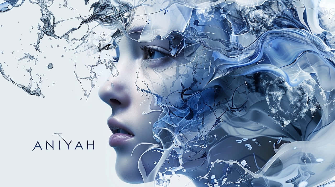Aniyah, water droplets, blue and white, HD Desktop Wallpaper