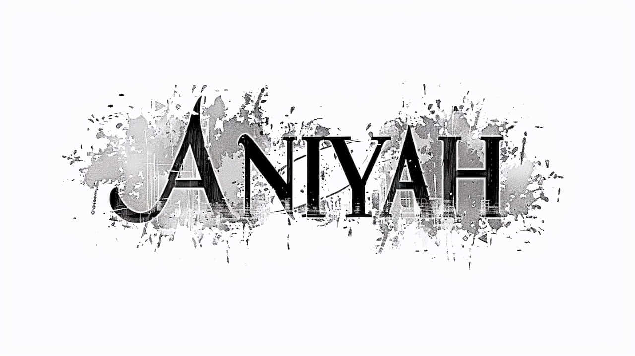 Aniyah, black letters, gray splatter effects, HD Desktop Wallpaper