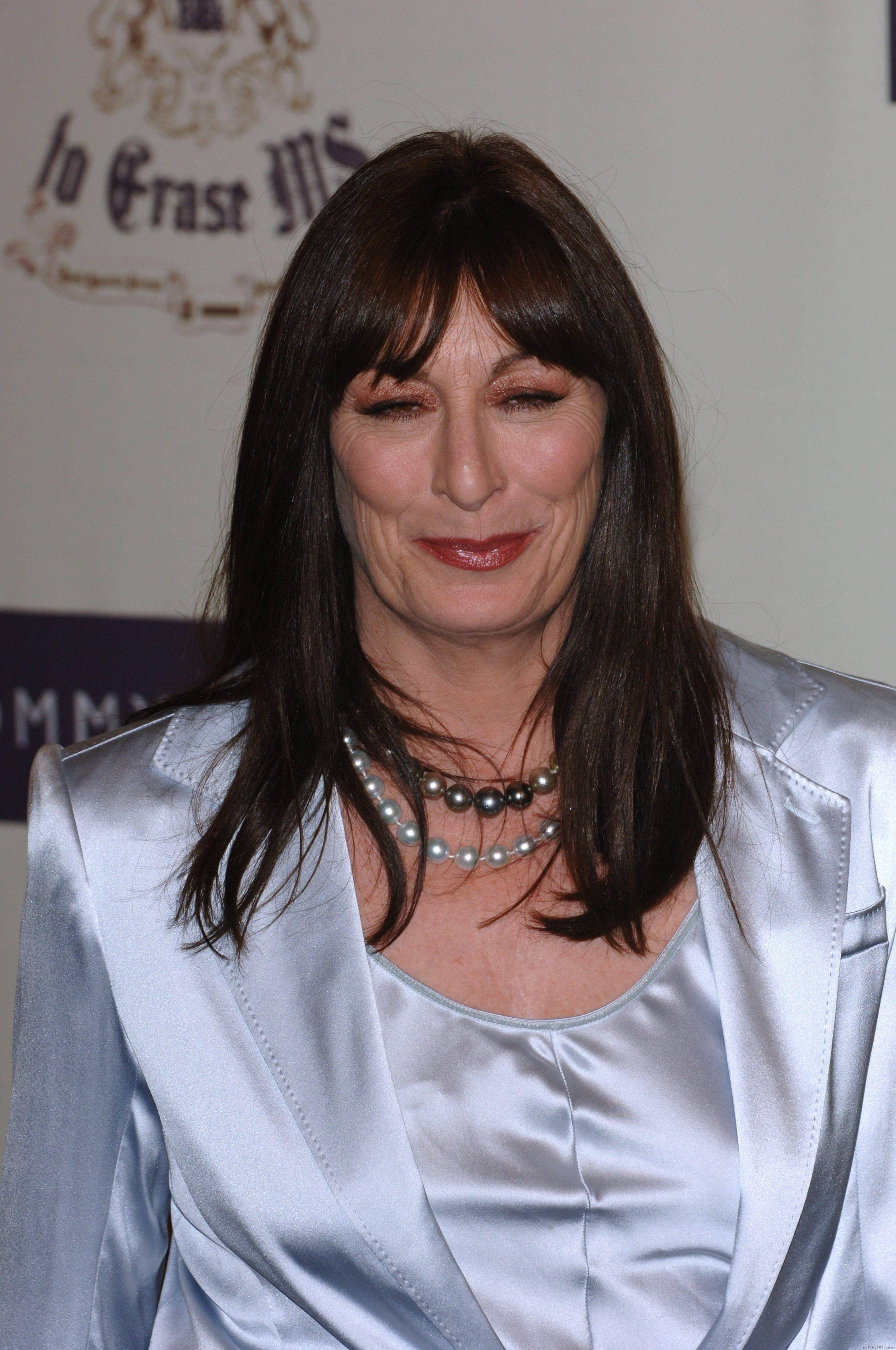Anjelica Huston, silver satin blazer, To Erase MS backdrop, 2K Phone Wallpaper
