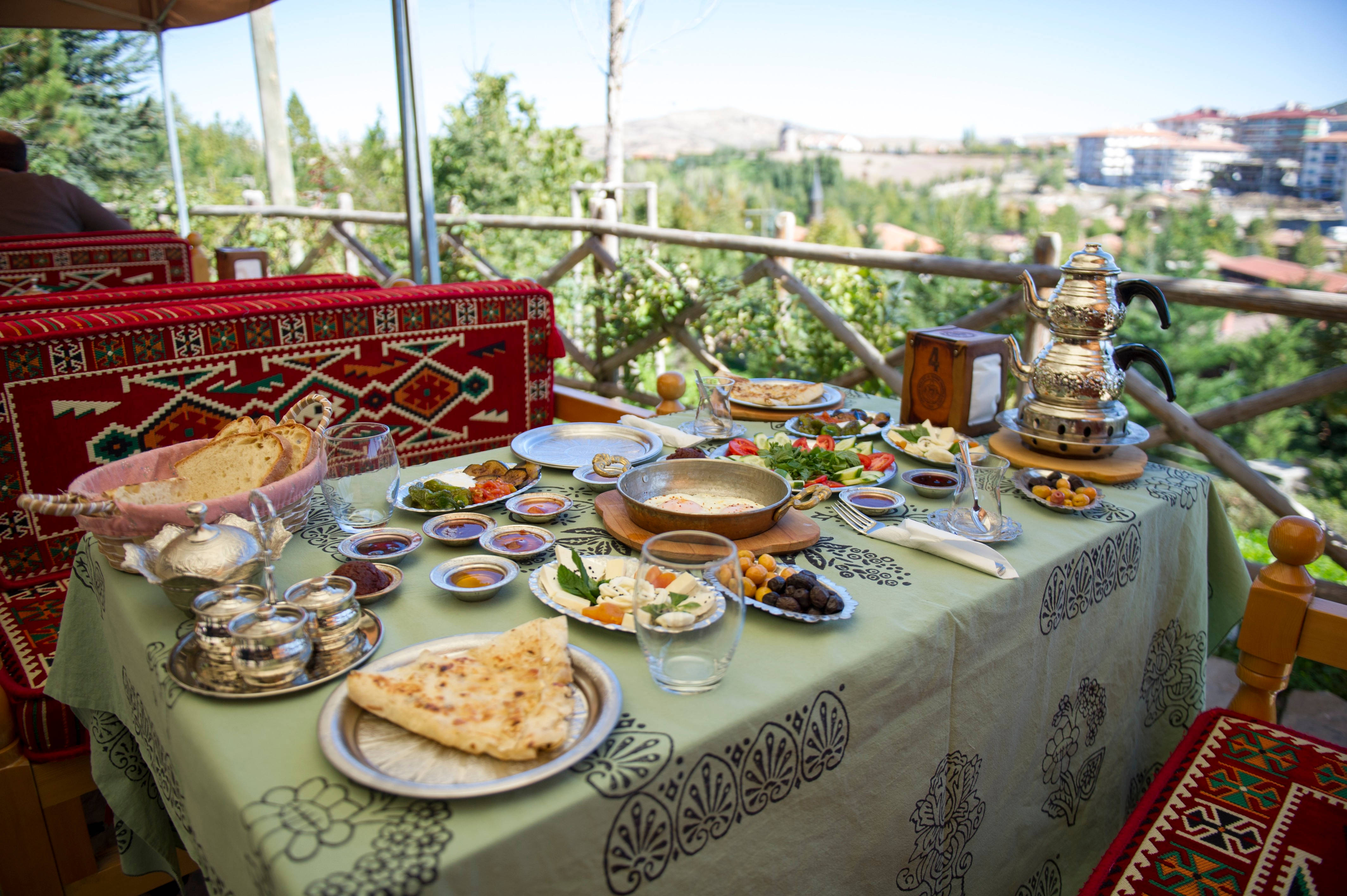 Ankara, traditional Turkish meze, copper teapot, 4K Desktop Wallpaper