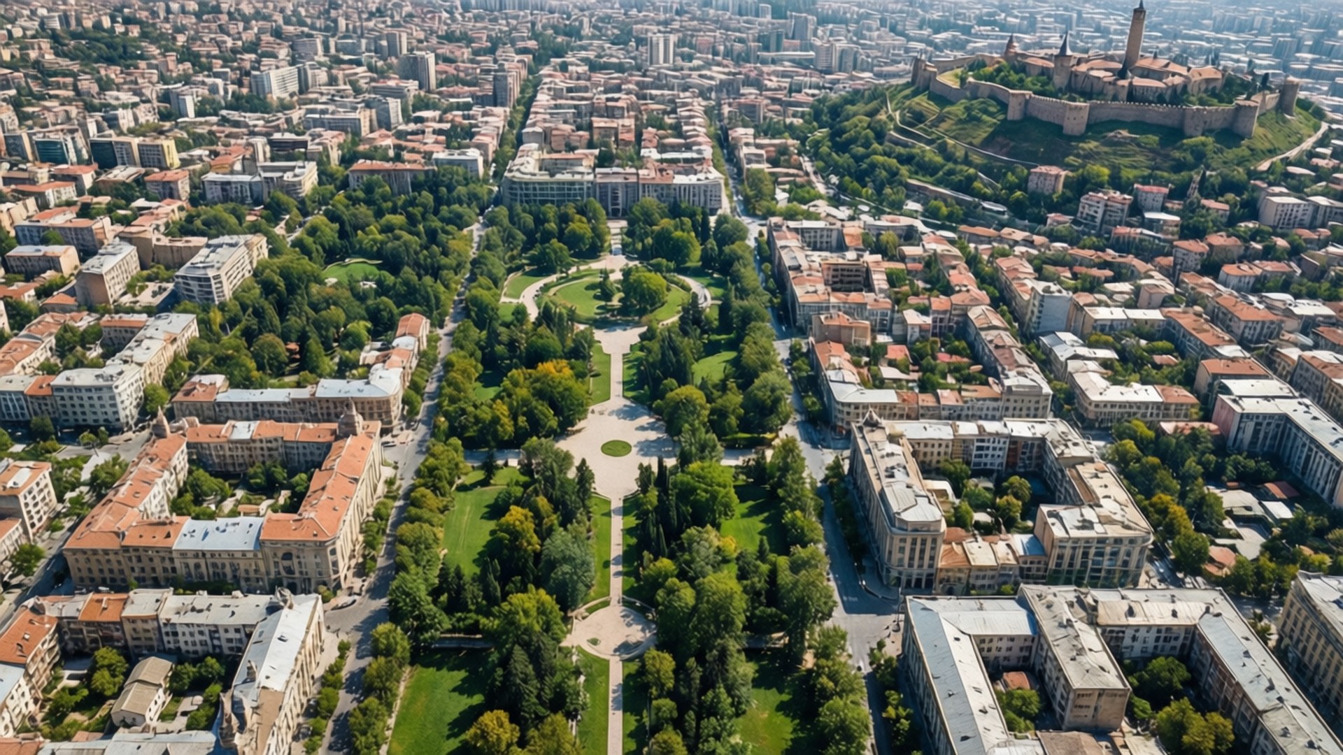 Ankara, city, central green park, Full HD Desktop Wallpaper