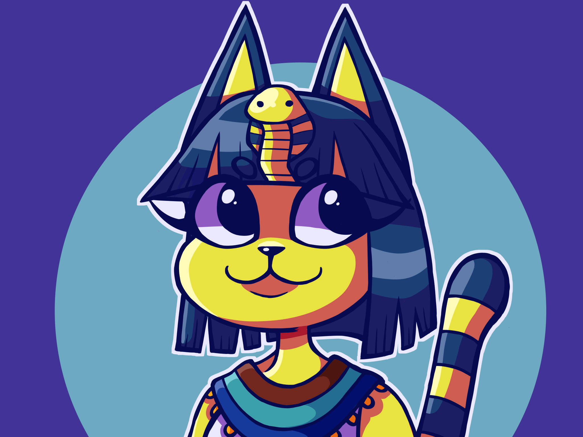 Ankha, Animal Crossing, Egyptian headdress, Full HD Desktop Wallpaper