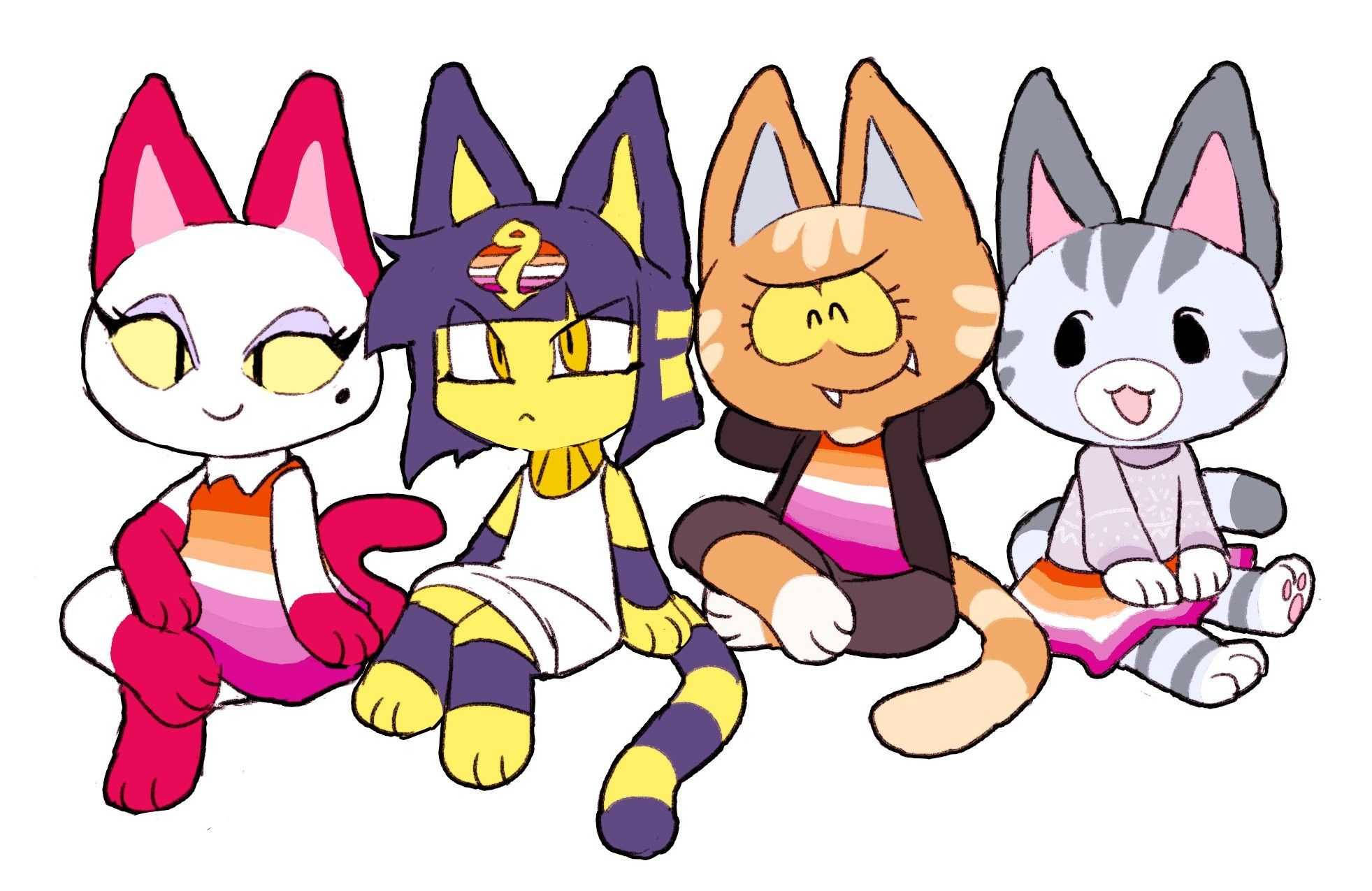 Ankha, Animal Crossing, stylized cartoon cats, Full HD Desktop Wallpaper