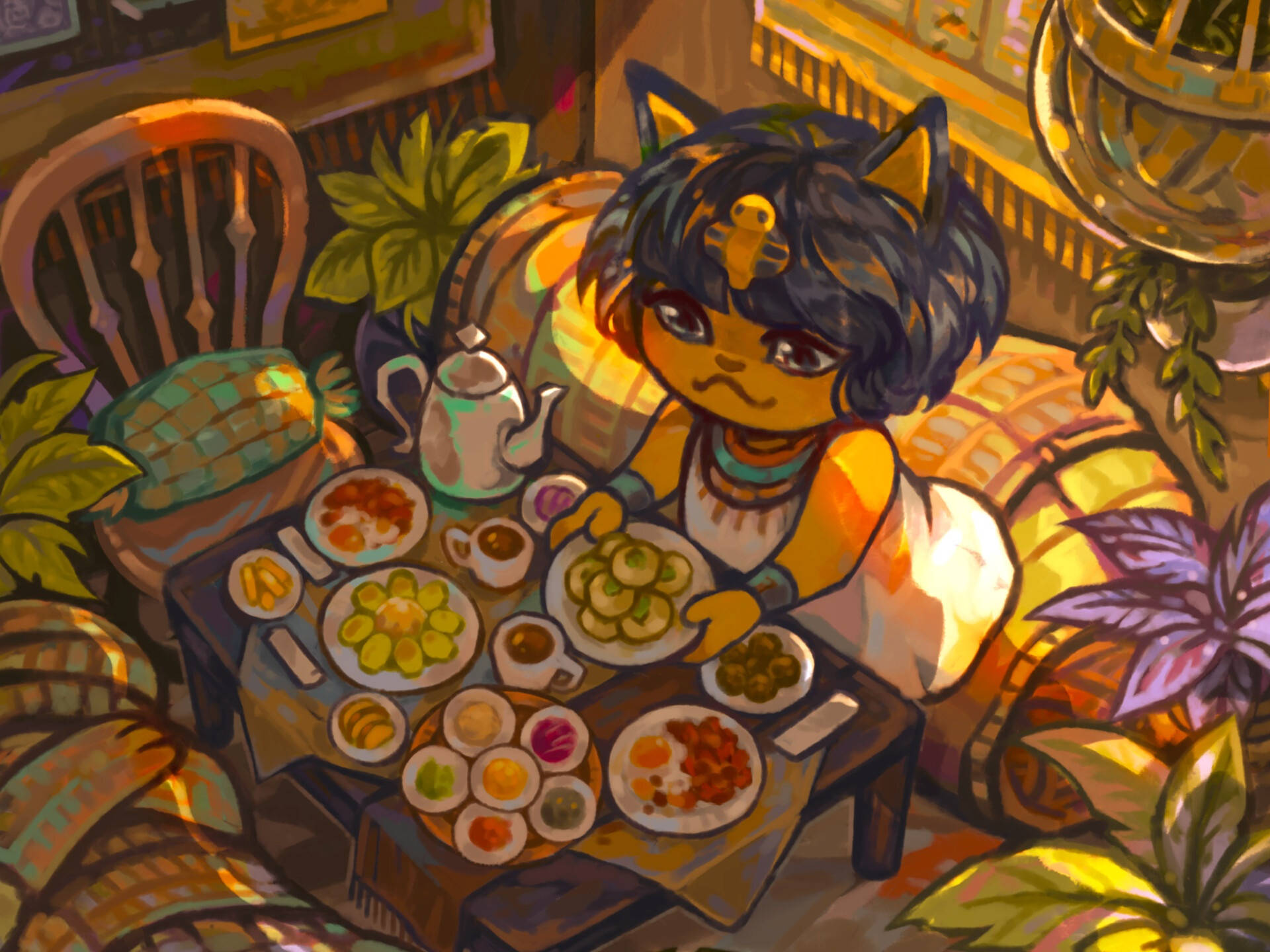 Ankha Animal Crossing, catlike character, dark hair, Full HD Desktop Wallpaper