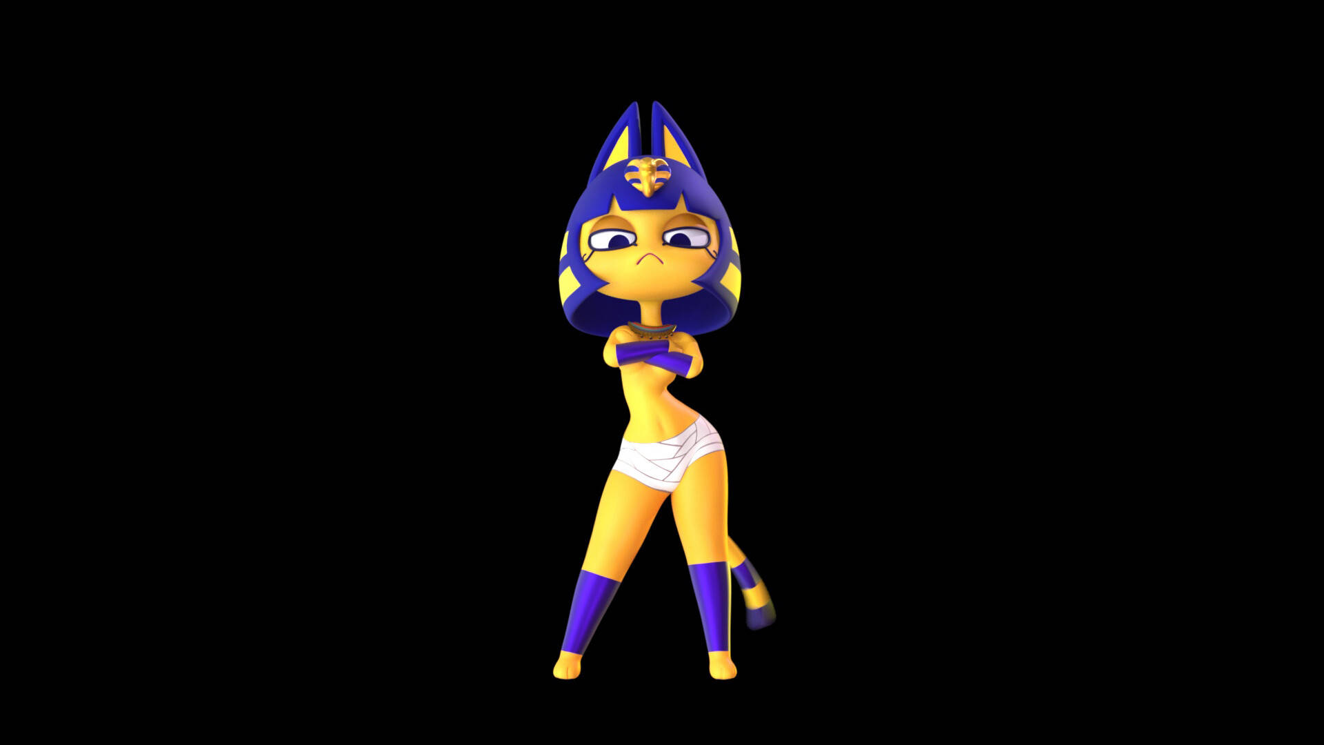 Ankha, Animal Crossing, yellow cat character, Full HD Desktop Wallpaper