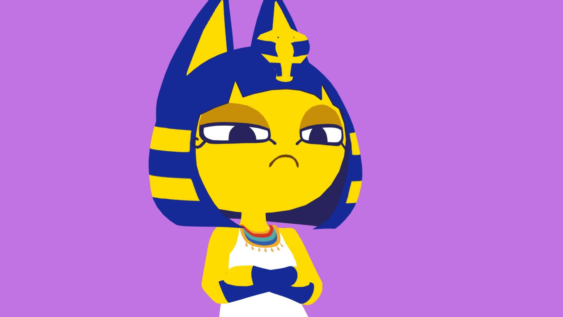 Ankha, Animal Crossing, blue and yellow Egyptian headdress, Full HD Desktop Wallpaper