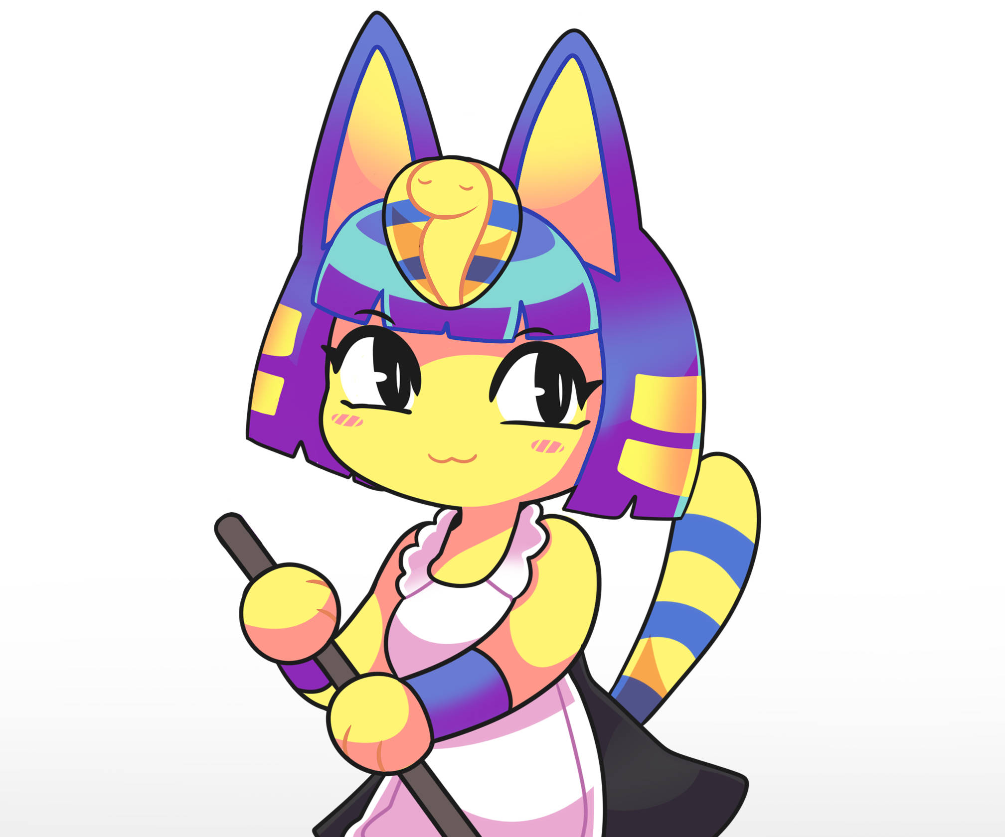 Ankha Animal Crossing, cartoon cat, Egyptian headdress, Full HD Desktop Wallpaper