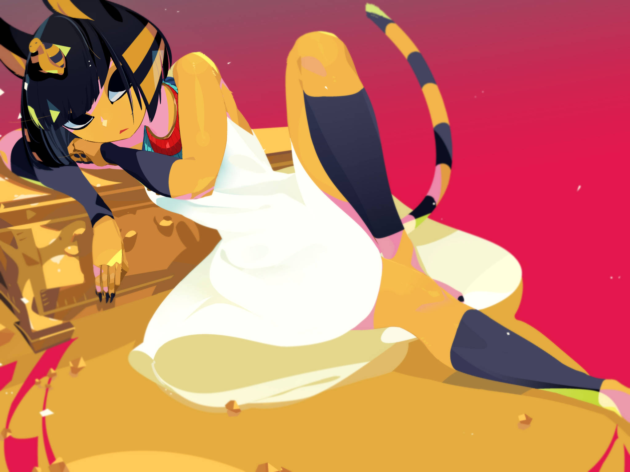 Ankha, Animal Crossing, black and yellow tiger stripes, Full HD Desktop Wallpaper