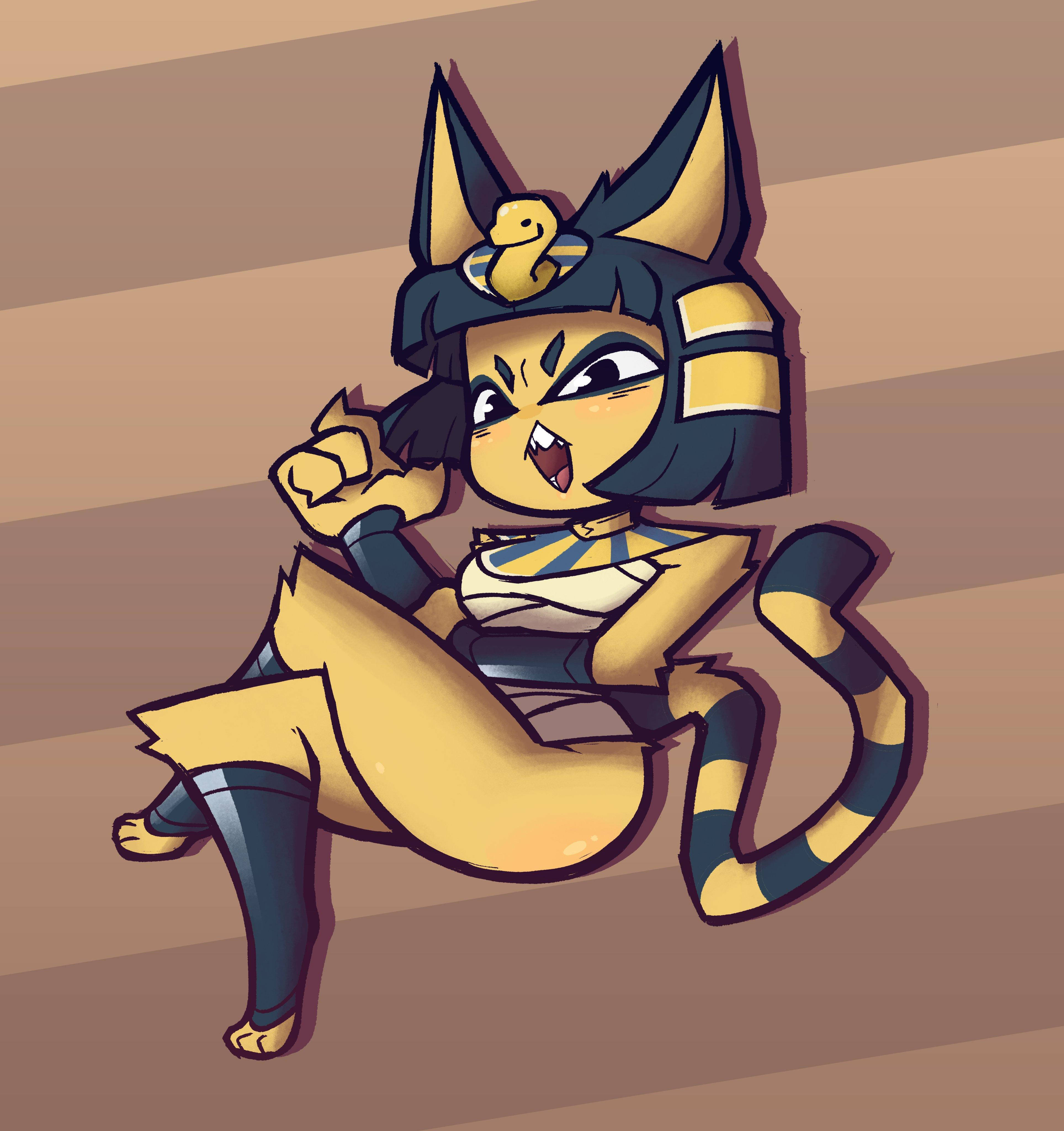 Ankha, Animal Crossing, cartoon cat goddess, 4K Phone Wallpaper