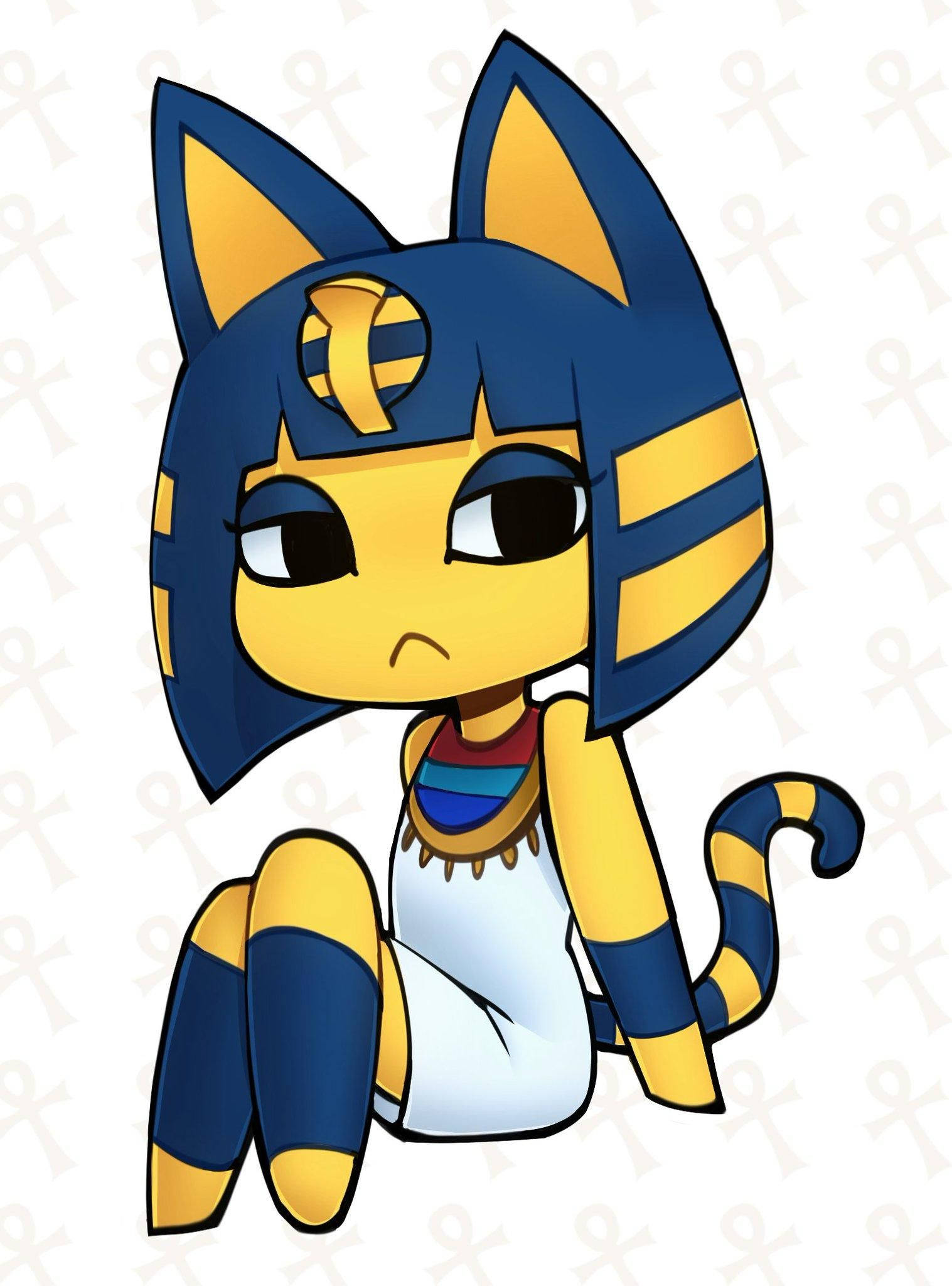 Ankha Animal Crossing, chibi cat, blue and gold Egyptian headdress, Full HD Phone Wallpaper