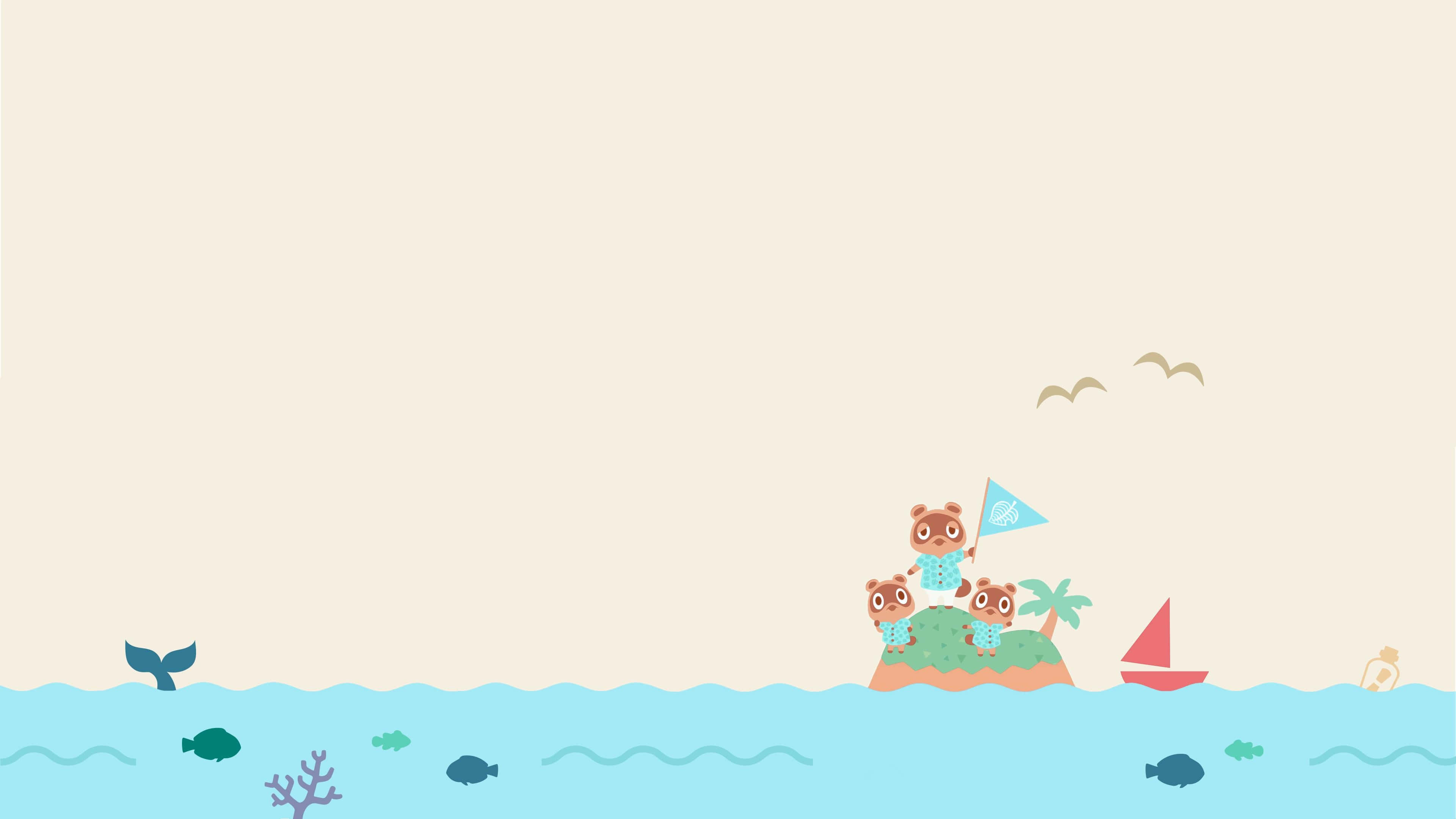 Animal Crossing, island, blue shirts, 4K Desktop Wallpaper
