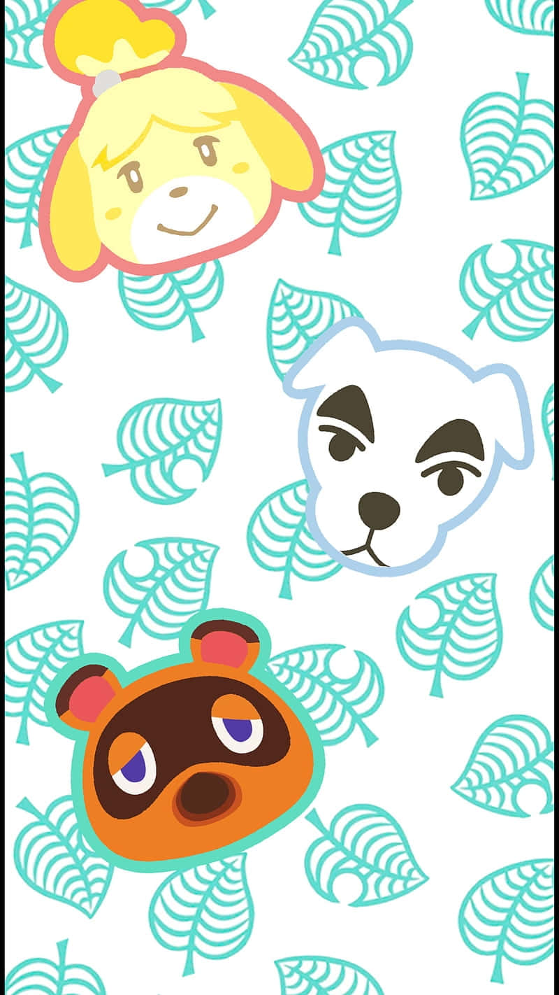 Animal Crossing, teal leaves, white background, HD Phone Wallpaper