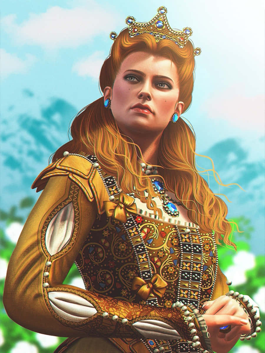 Anna Henrietta, golden hair, crown, SD Phone Wallpaper
