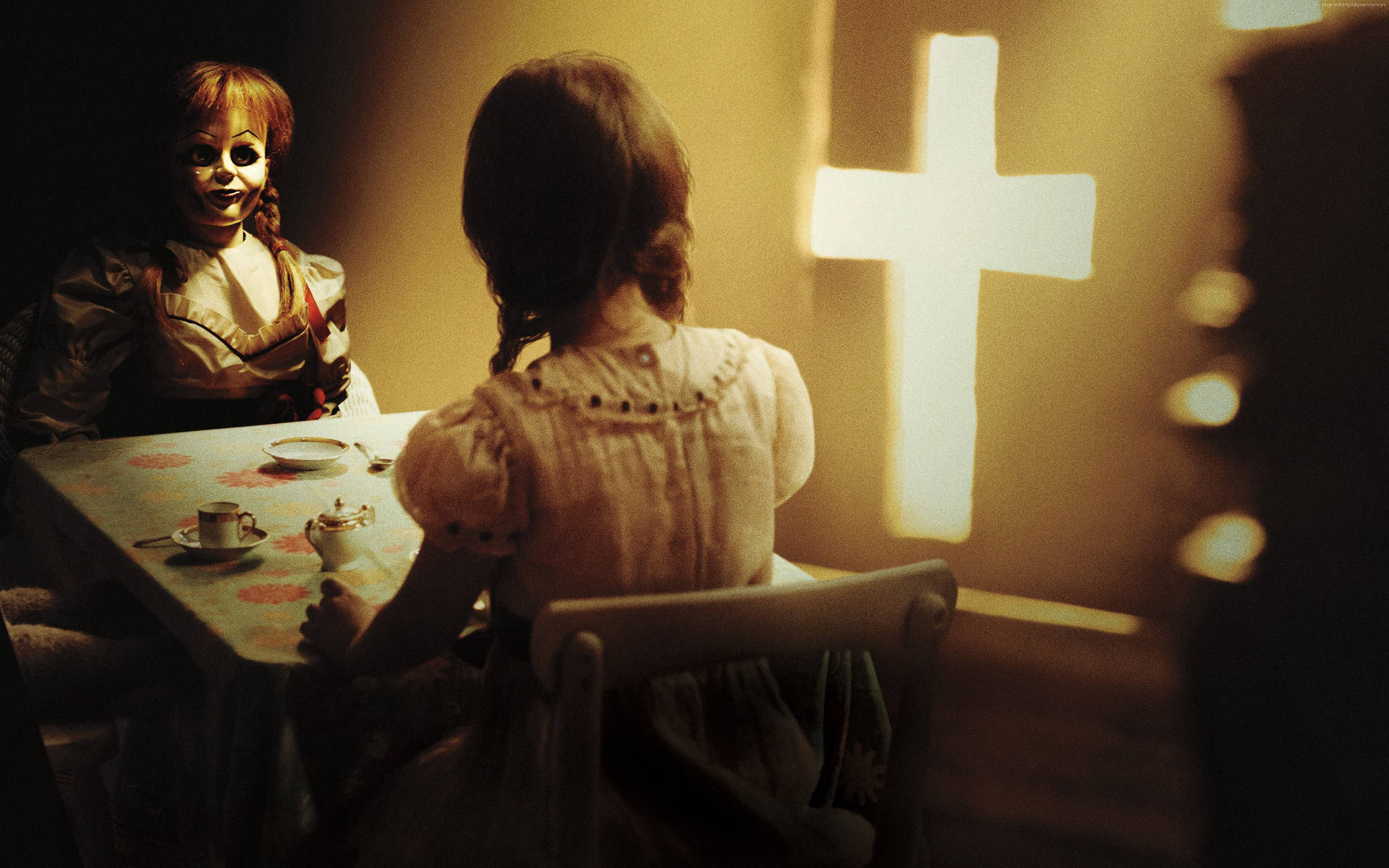 Annabelle, girl, table, Full HD Desktop Wallpaper
