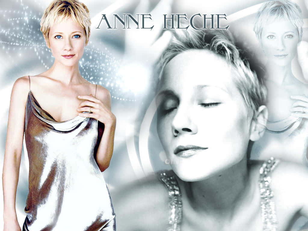 Anne Heche, shimmering silver dress, dreamy abstract background, SD Desktop Wallpaper