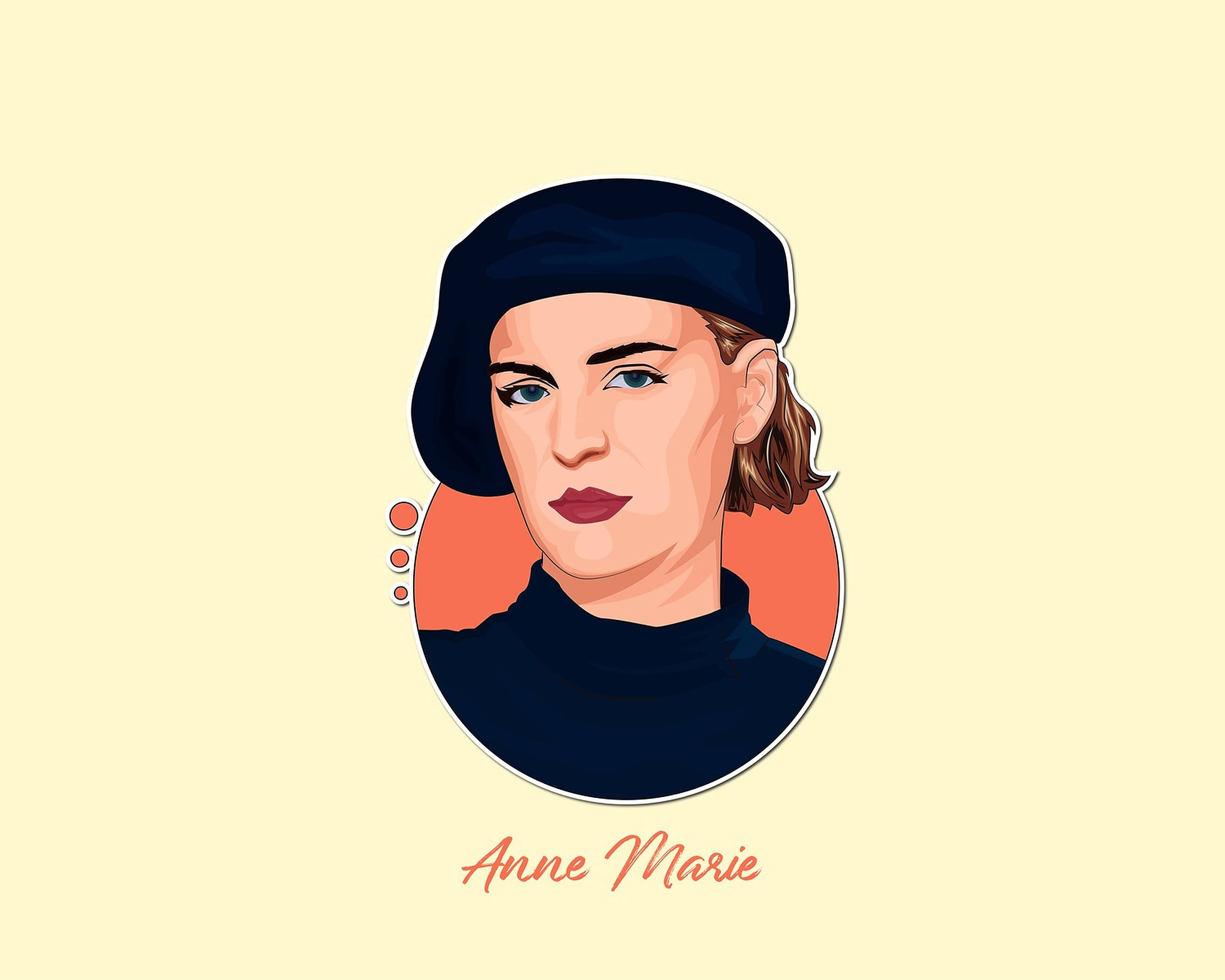 Anne Marie, black beret, turtleneck, Full HD Desktop Wallpaper