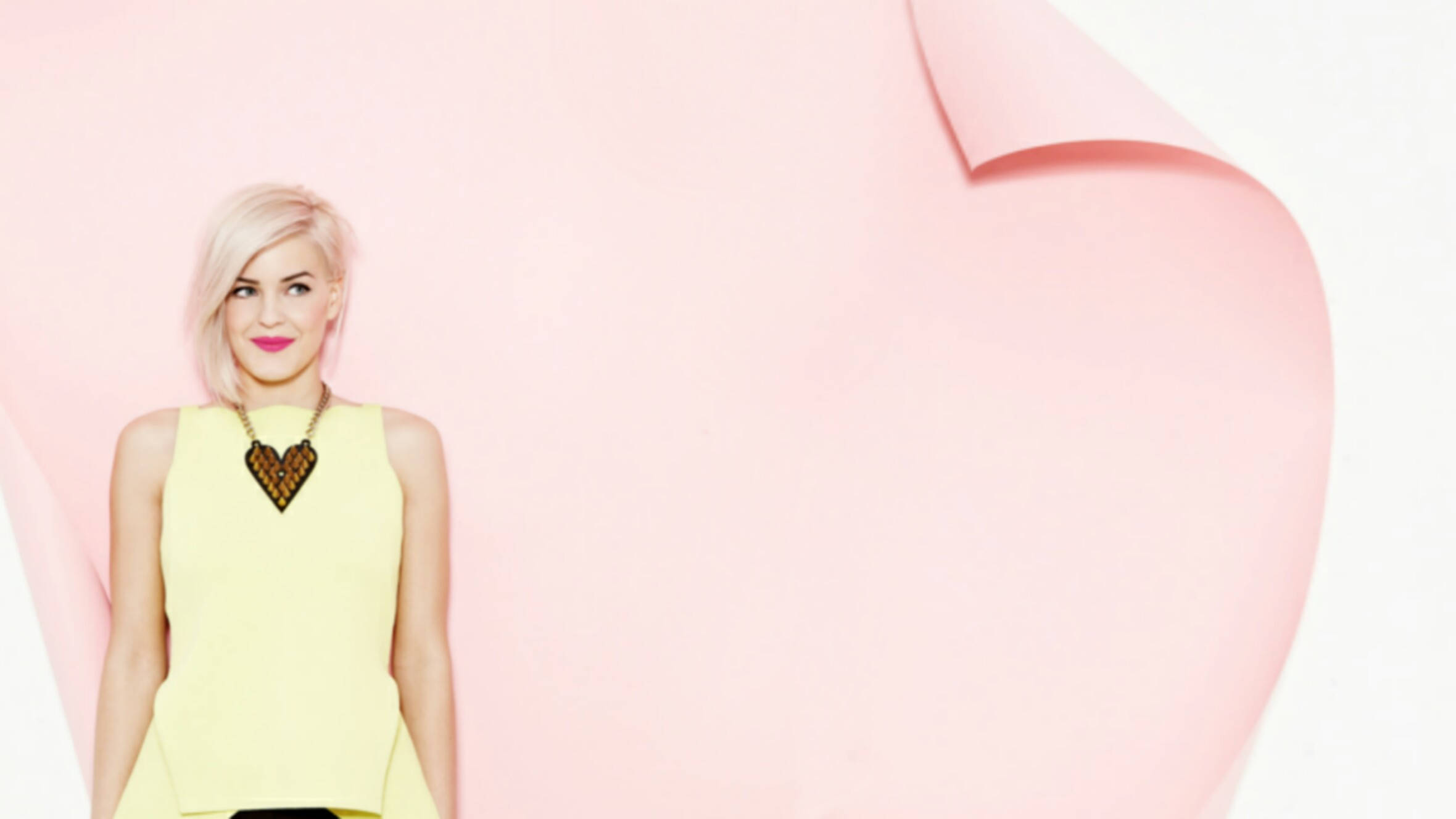 Anne Marie, pink, yellow top, Full HD Desktop Wallpaper