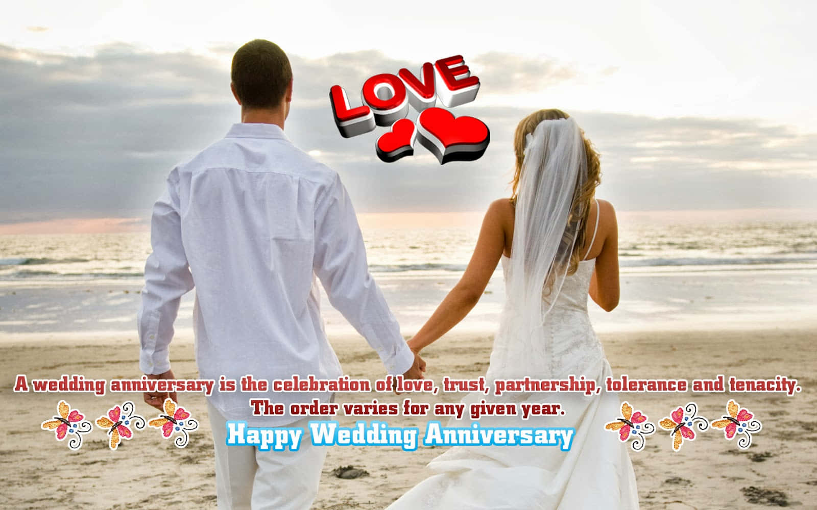 Anniversary, beach, sunset, HD Desktop Wallpaper