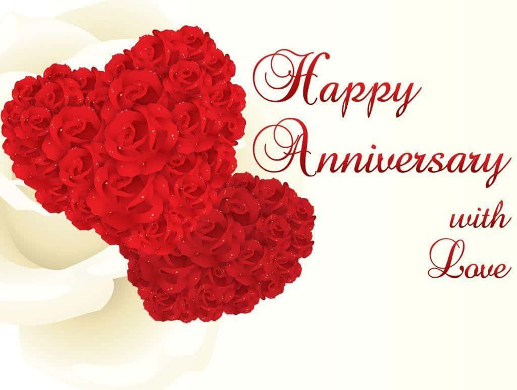 heart-shaped red roses, sparkling accents, elegant cursive text, SD Desktop Wallpaper