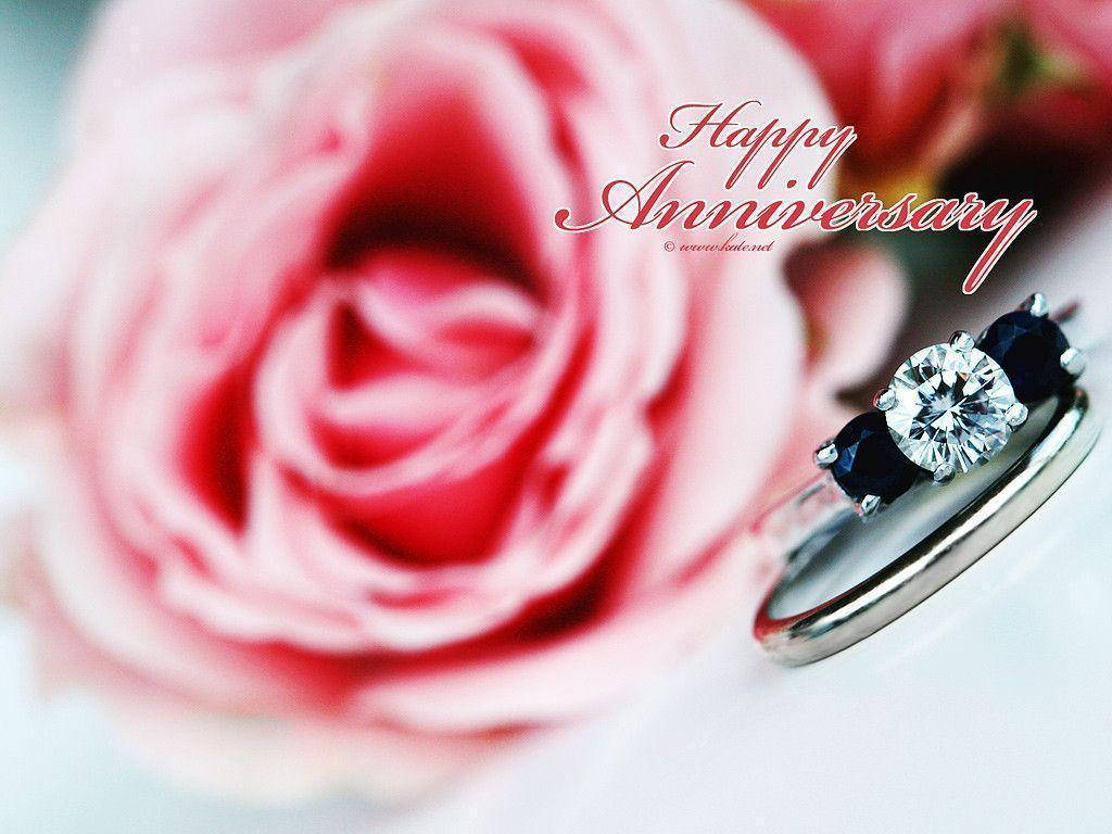 Happy Anniversary, diamond ring, sapphire accents, SD Desktop Wallpaper