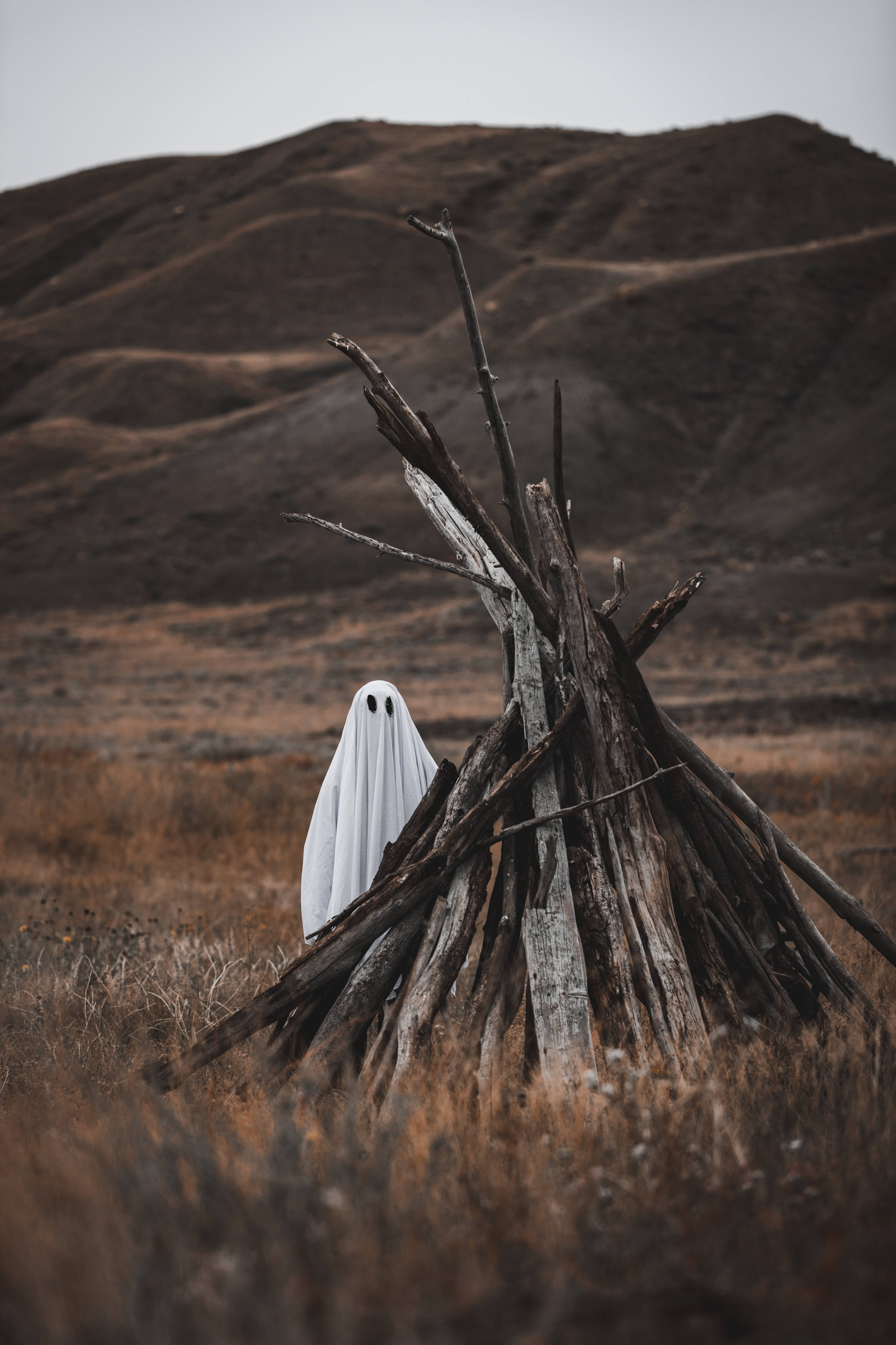 Anonymous, ghostly white figure, black eyes, 5K Phone Wallpaper