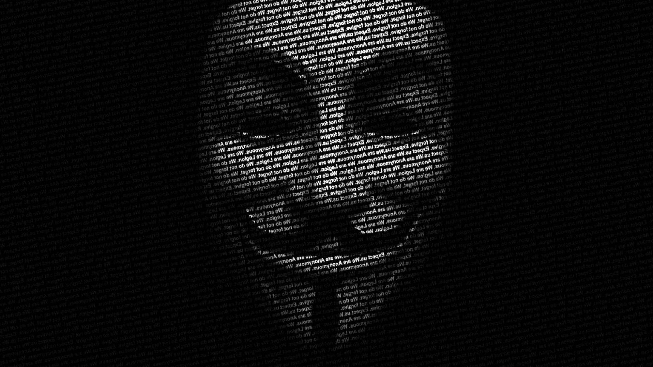 Anonymous, typographic mask, glowing text, 2K Desktop Wallpaper