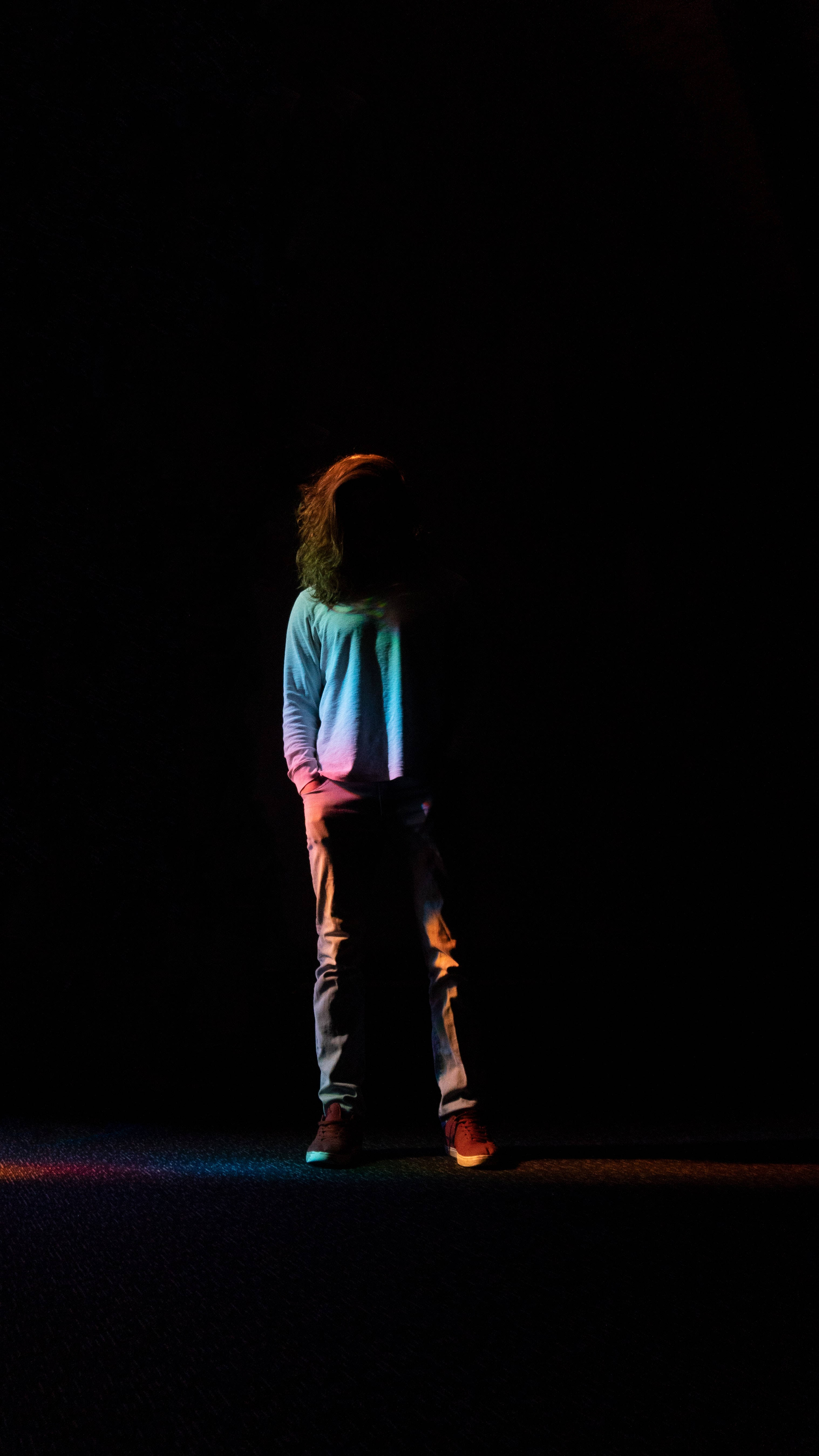 Anonymous, rainbow-clad, neon light, 5K Phone Wallpaper