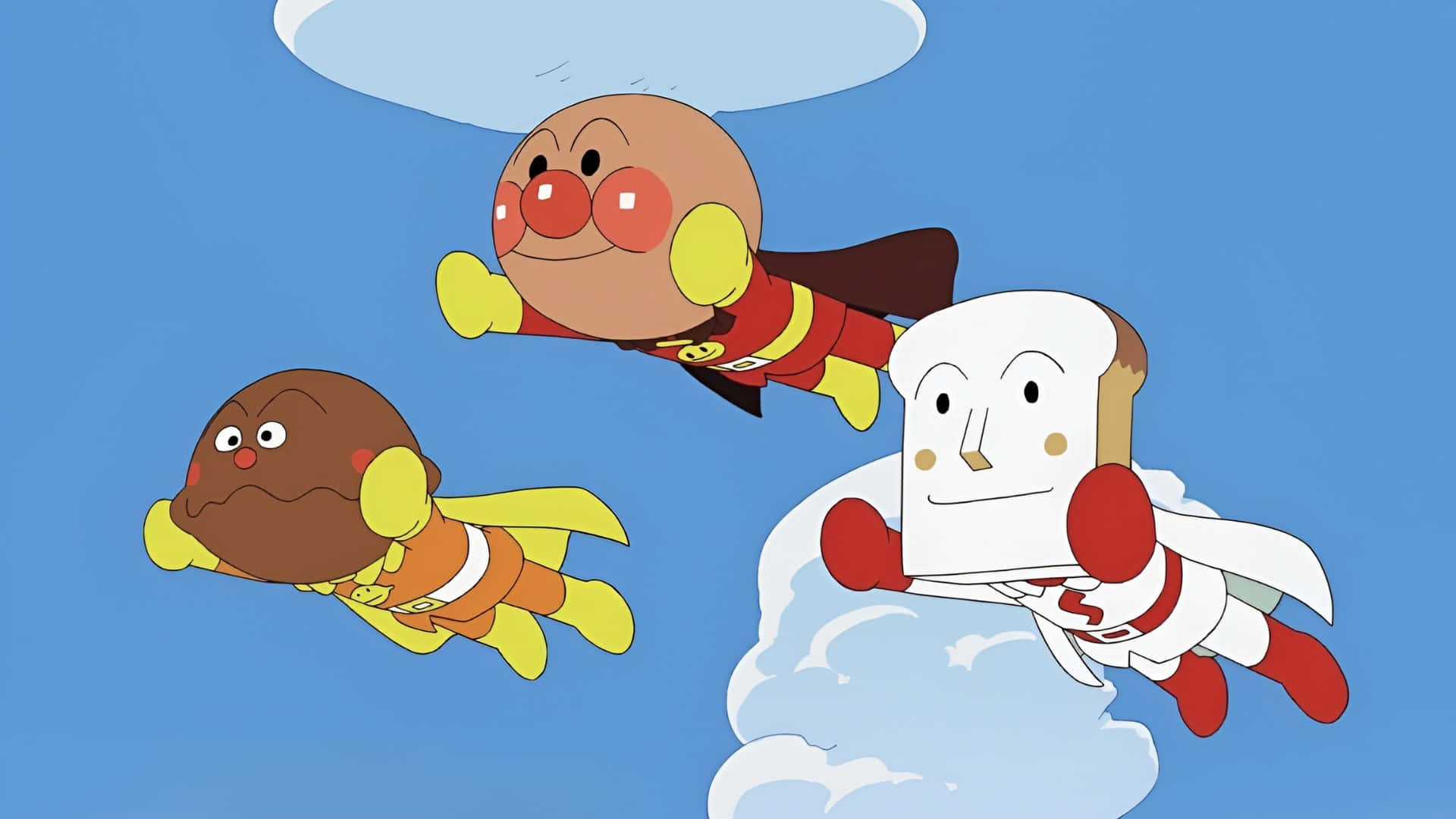Anpanman, friends, clear blue sky, Full HD Desktop Wallpaper