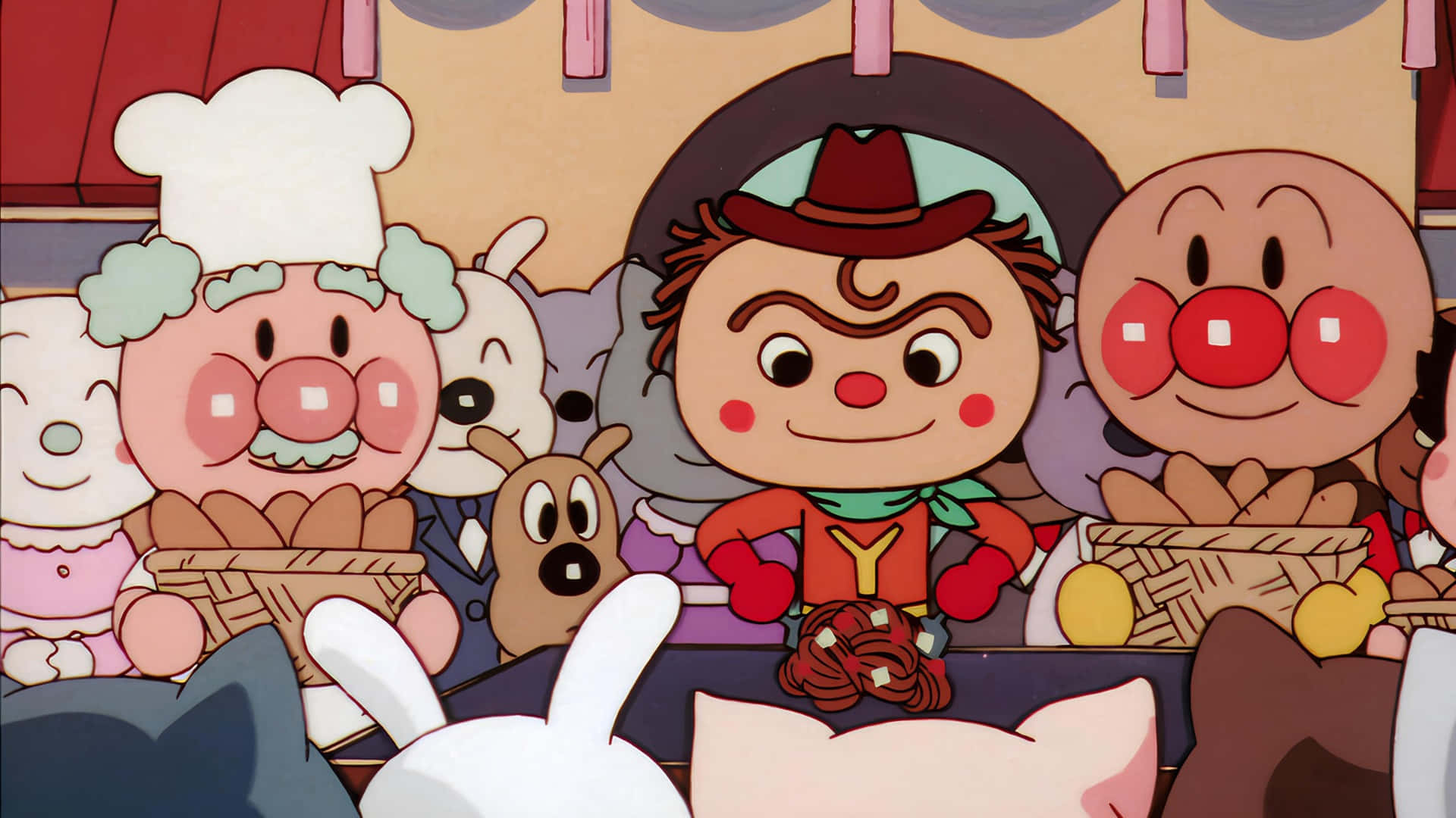 Anpanman, friends, baker, Full HD Desktop Wallpaper