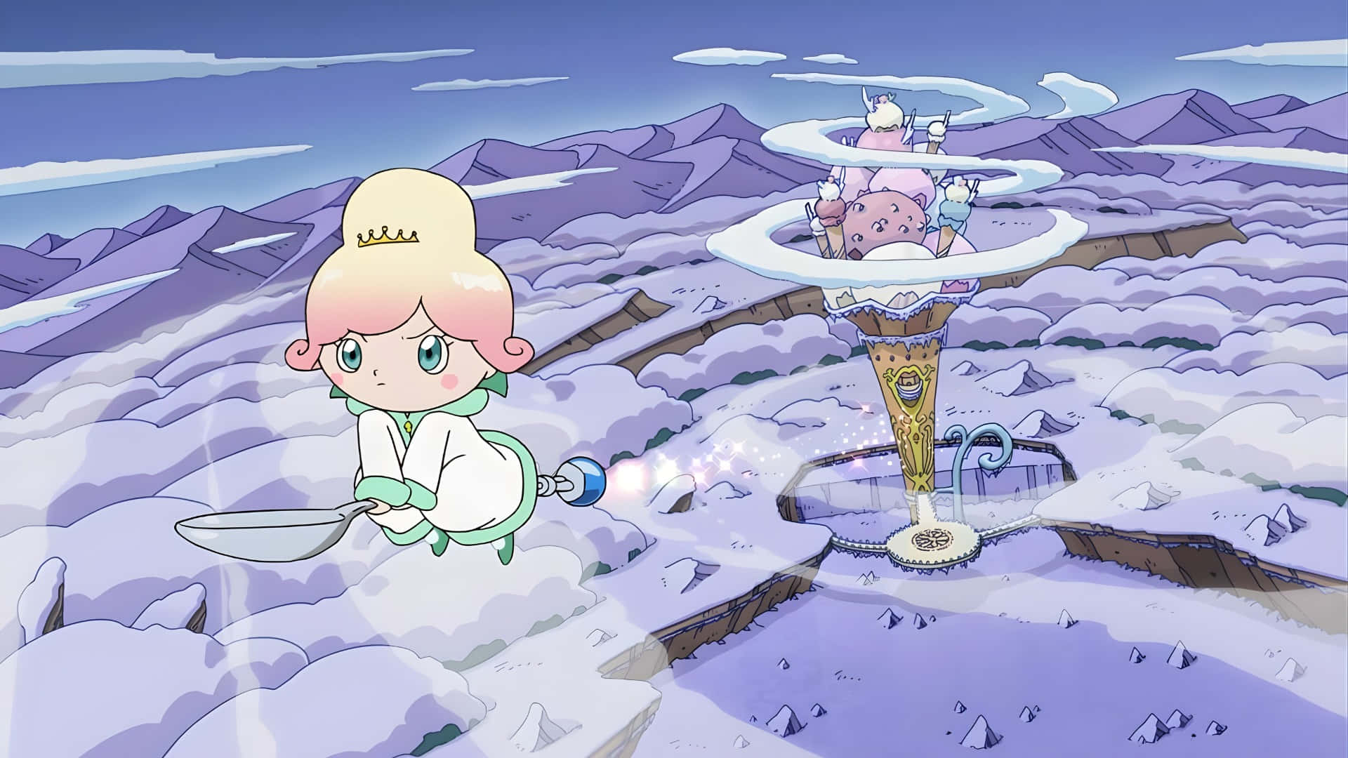 Anpanman, chibi-style girl, white robe, Full HD Desktop Wallpaper