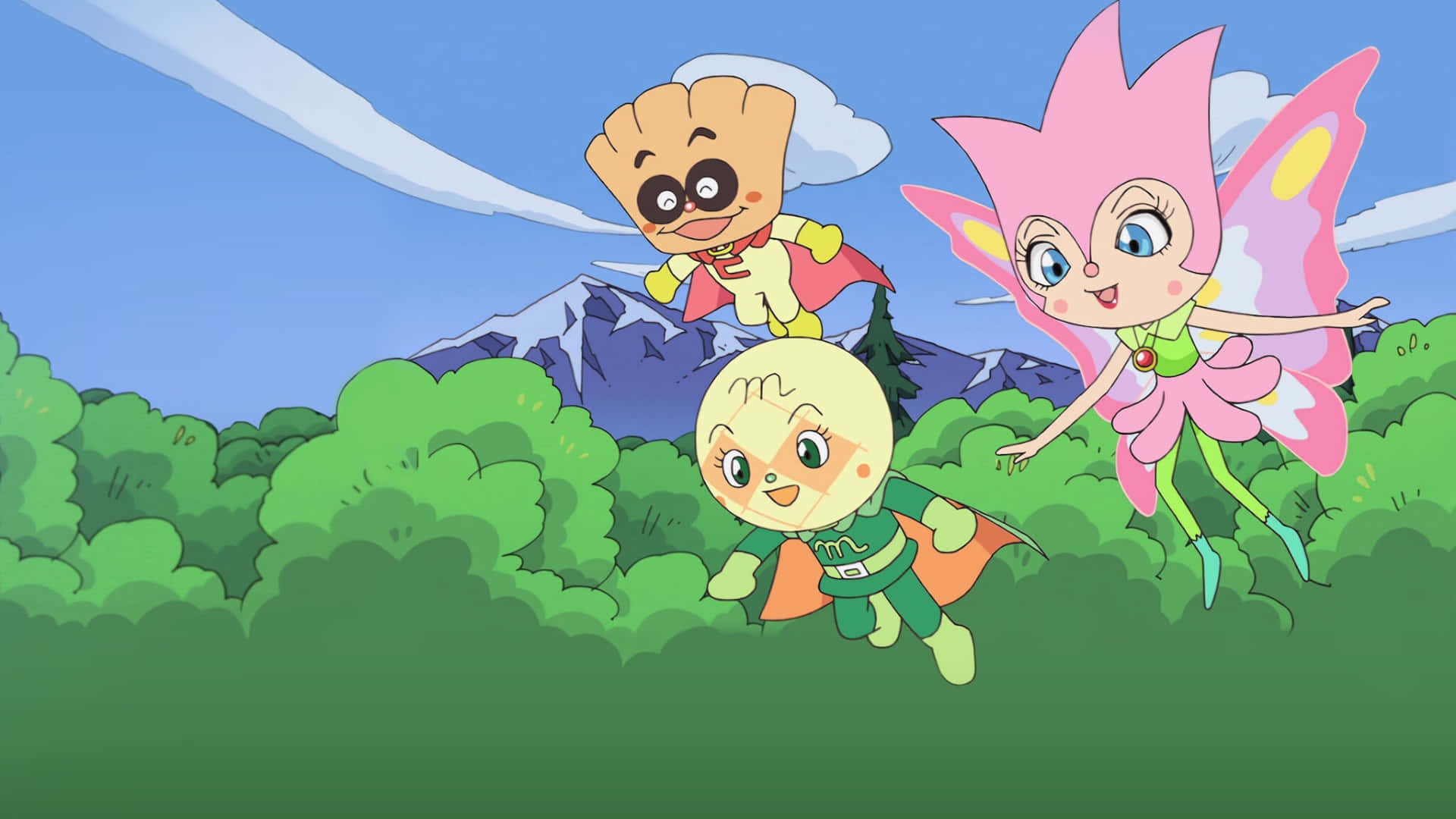 Anpanman, characters, flying, Full HD Desktop Wallpaper